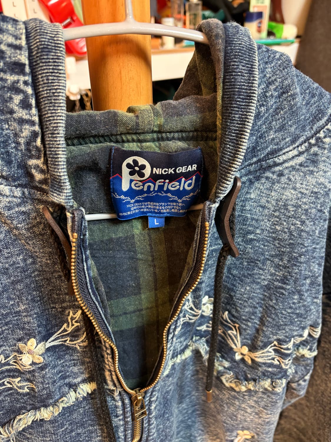 [택포] 펜필드 플라워 인디고 후드 집업 상품이미지4