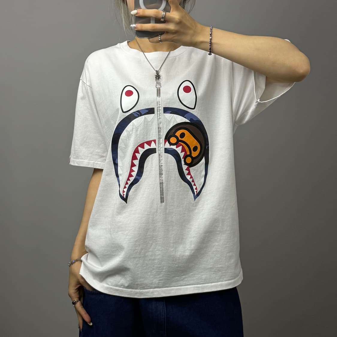 BAPE 베이프 샤크 마일로 빅 프린팅 반팔 티셔츠 상품이미지1