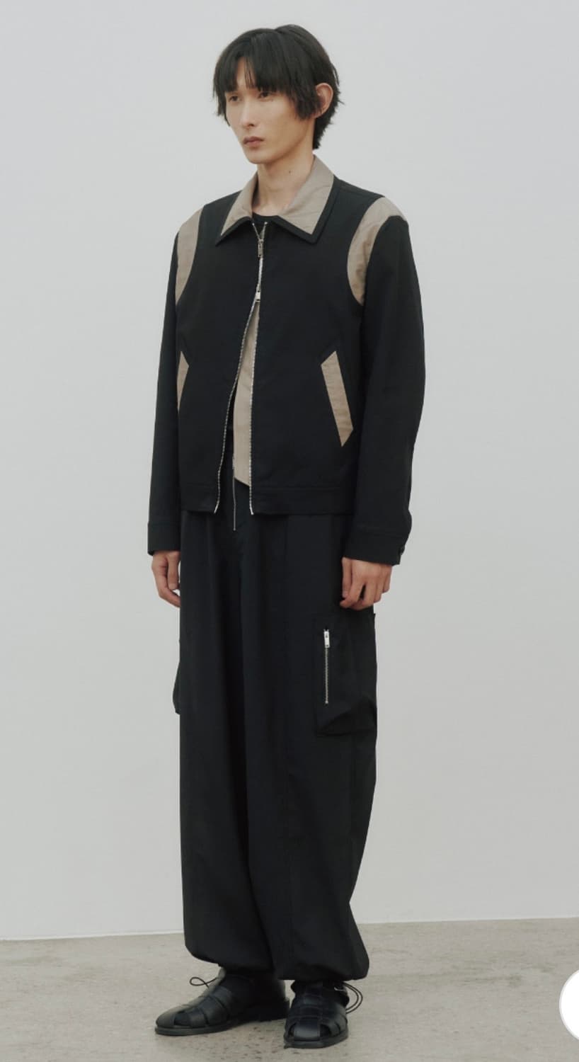 노이어 콘트라스트 오간자 바시티 자켓 (블랙) 상품이미지5