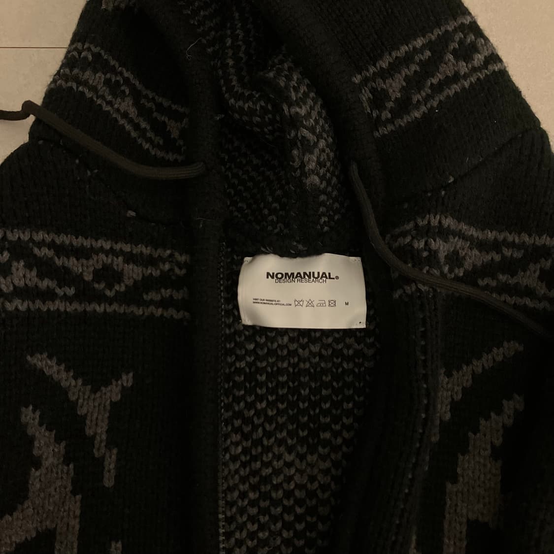 노매뉴얼 후드 니트 가디건 블랙 M 상품이미지3