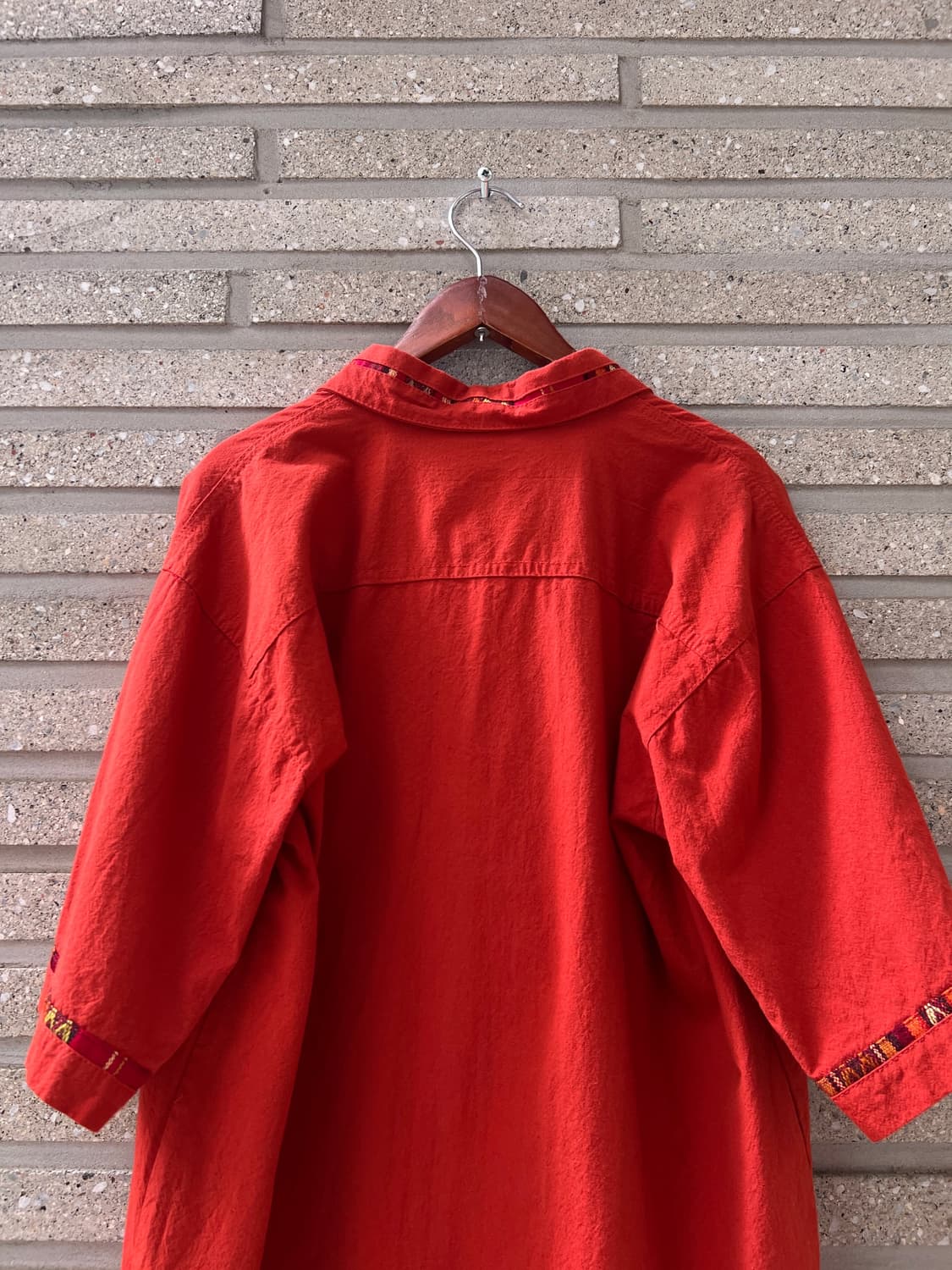 [S]90's Mexican 빈티지 레드 나바호 패턴 카라 풀오버 셔츠 상품이미지6