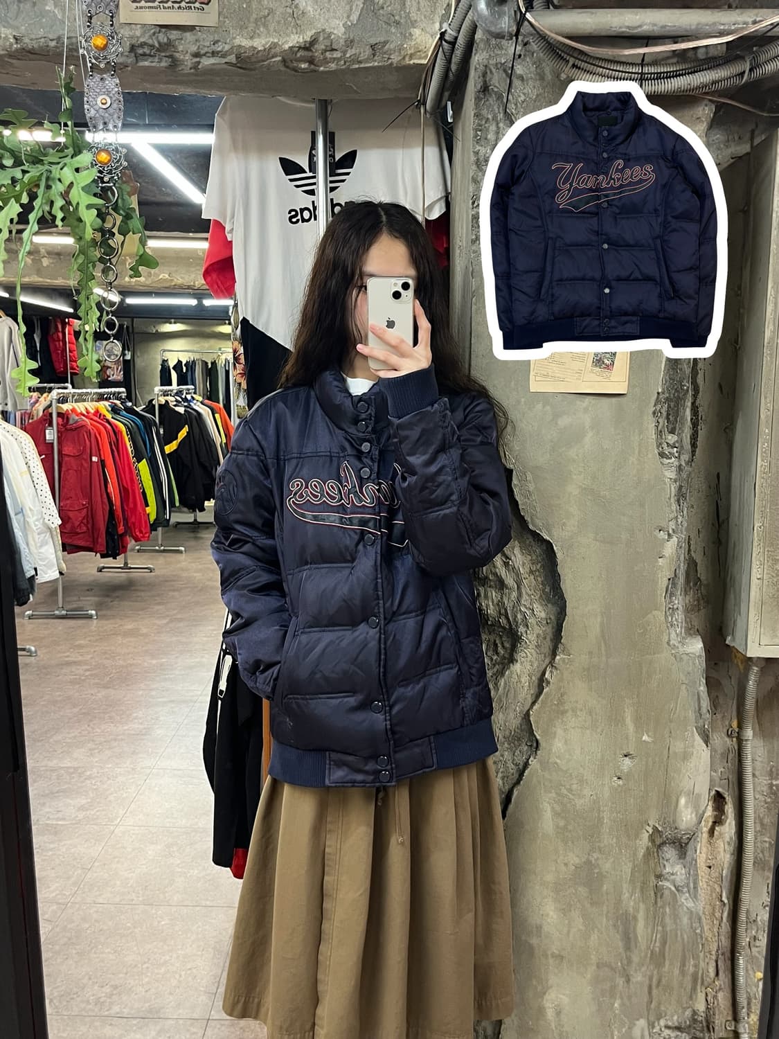 엠엘비 양키스 버튼 덕 다운 패딩 자켓 네이비 105 #csz1787 상품이미지1