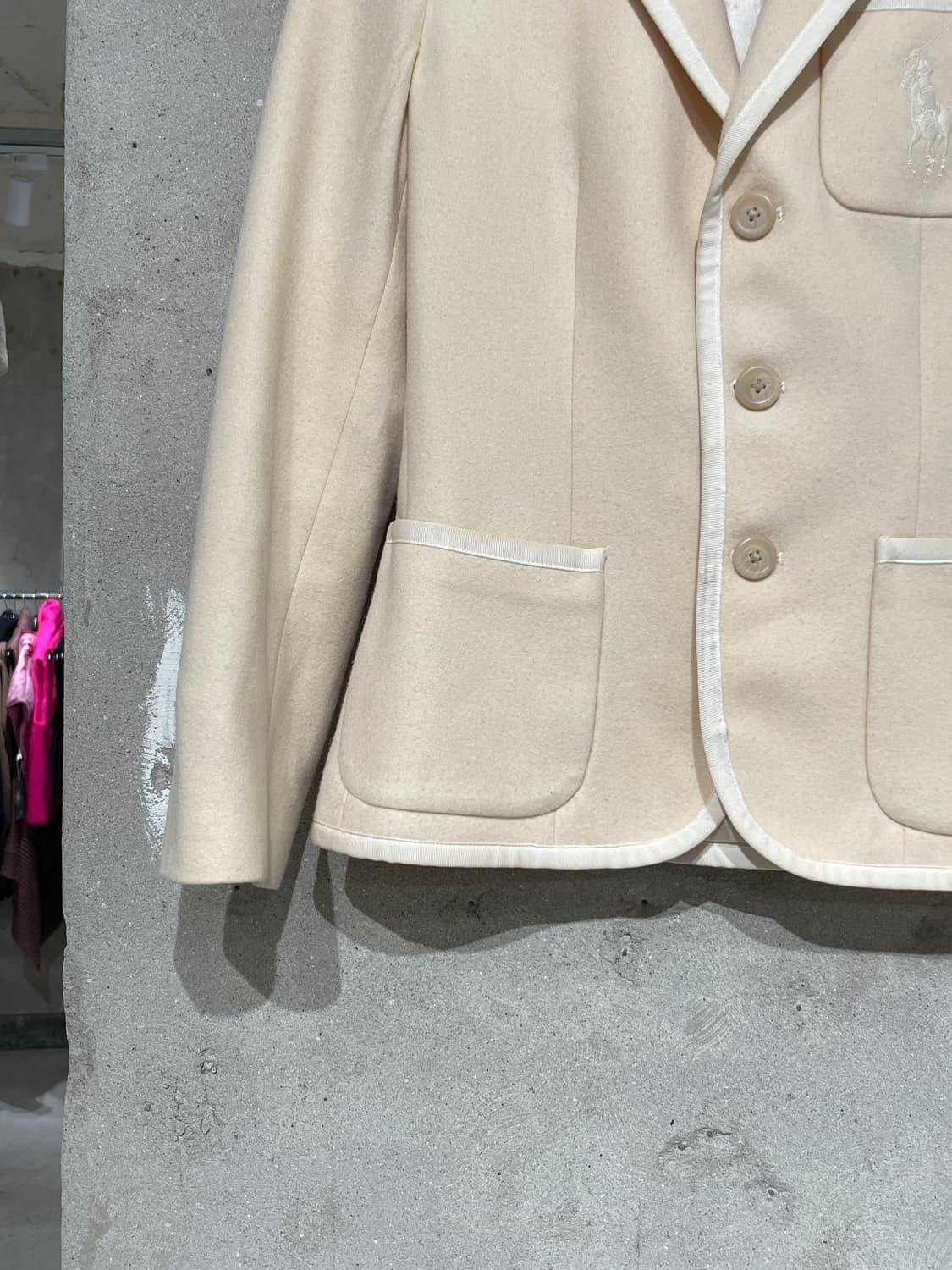 랄프 로렌 베이지 빅 포니 파이핑 울 캐시미어 자켓 상품이미지4