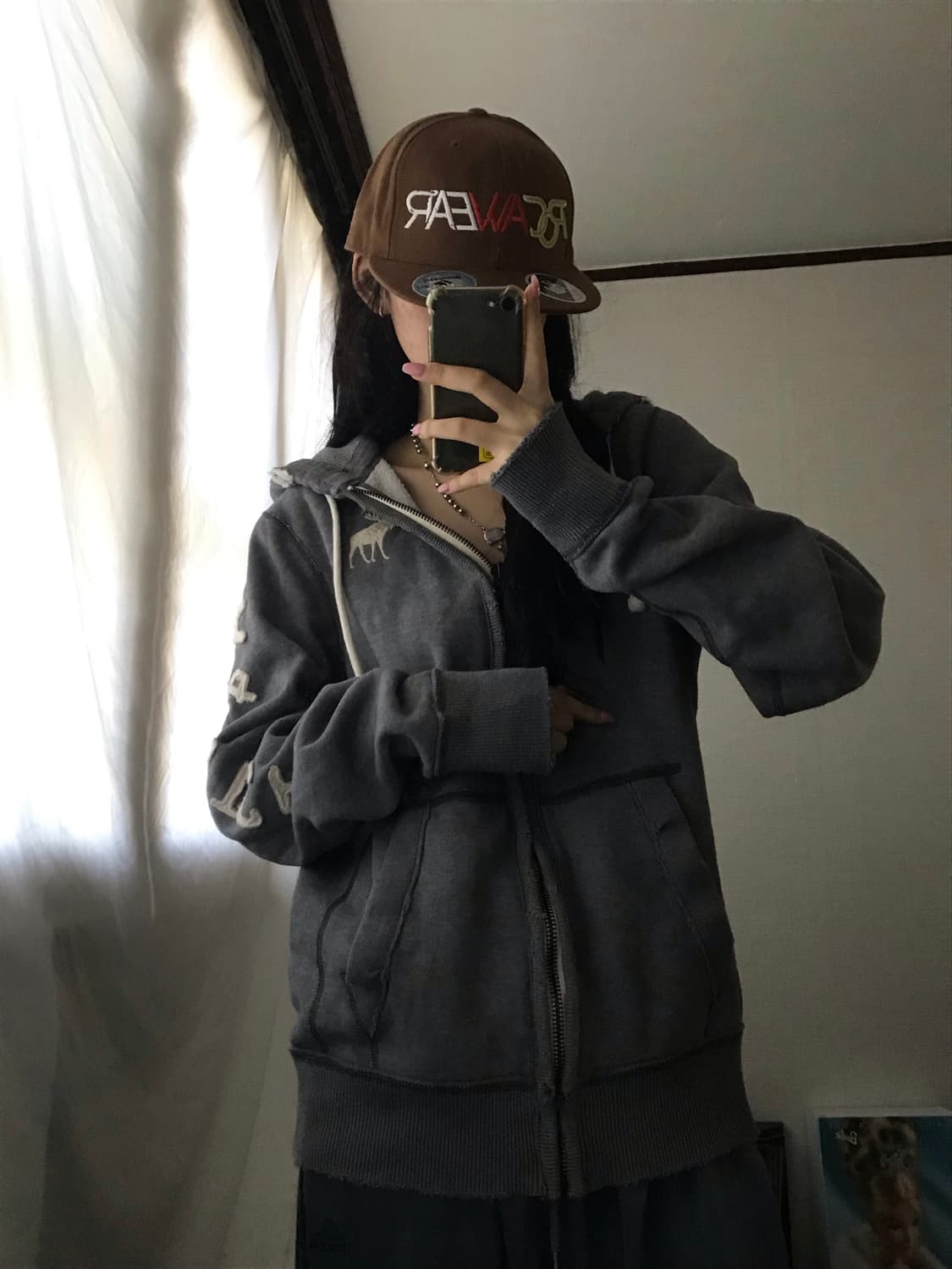 아베크롬비 그레이 사이드로고 후드집업 상품이미지3