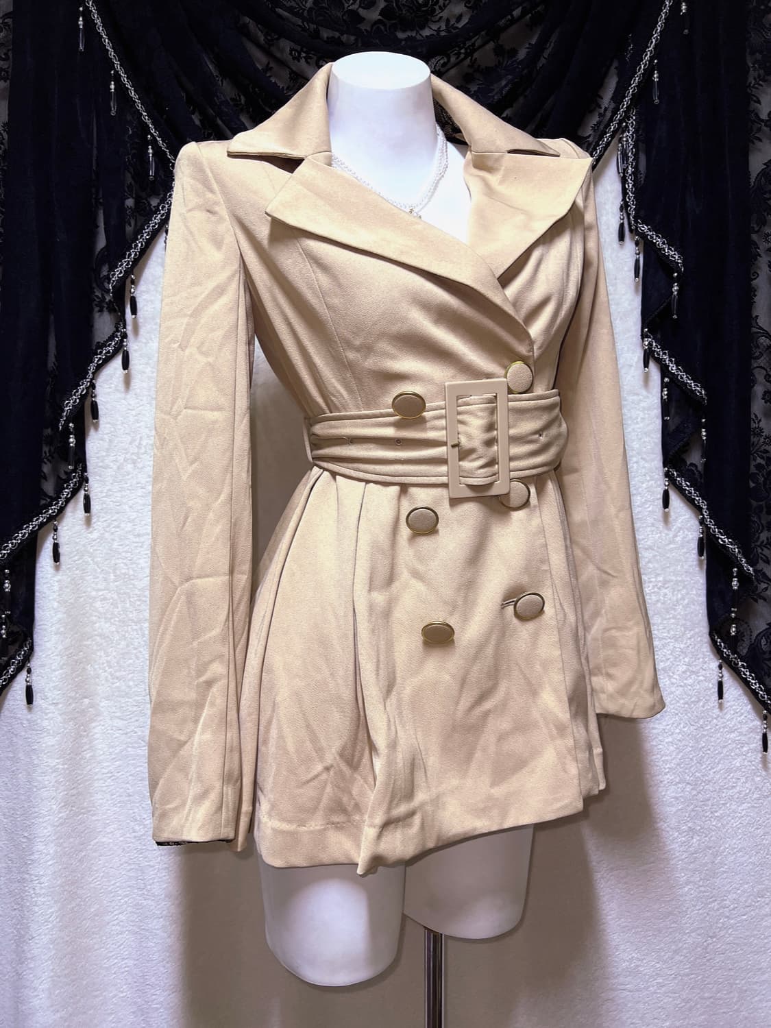 립서비스 로맨틱갸루 로걀 라떼 오네 모카베이지 벨트 트렌치코트 원피스 상품이미지3