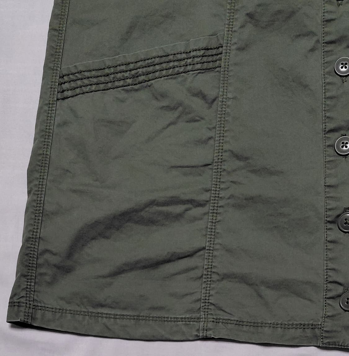 [M] 사브로쿠(SABUROKU) 빈티지 카키 워크웨어 버튼 원피스 상품이미지4