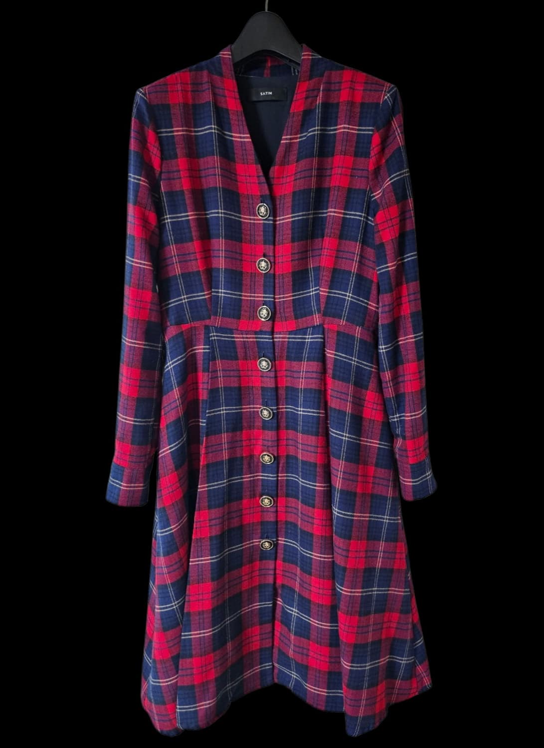 샤틴 울 체크 벨티드 A라인 미디원피스 66 상품이미지8