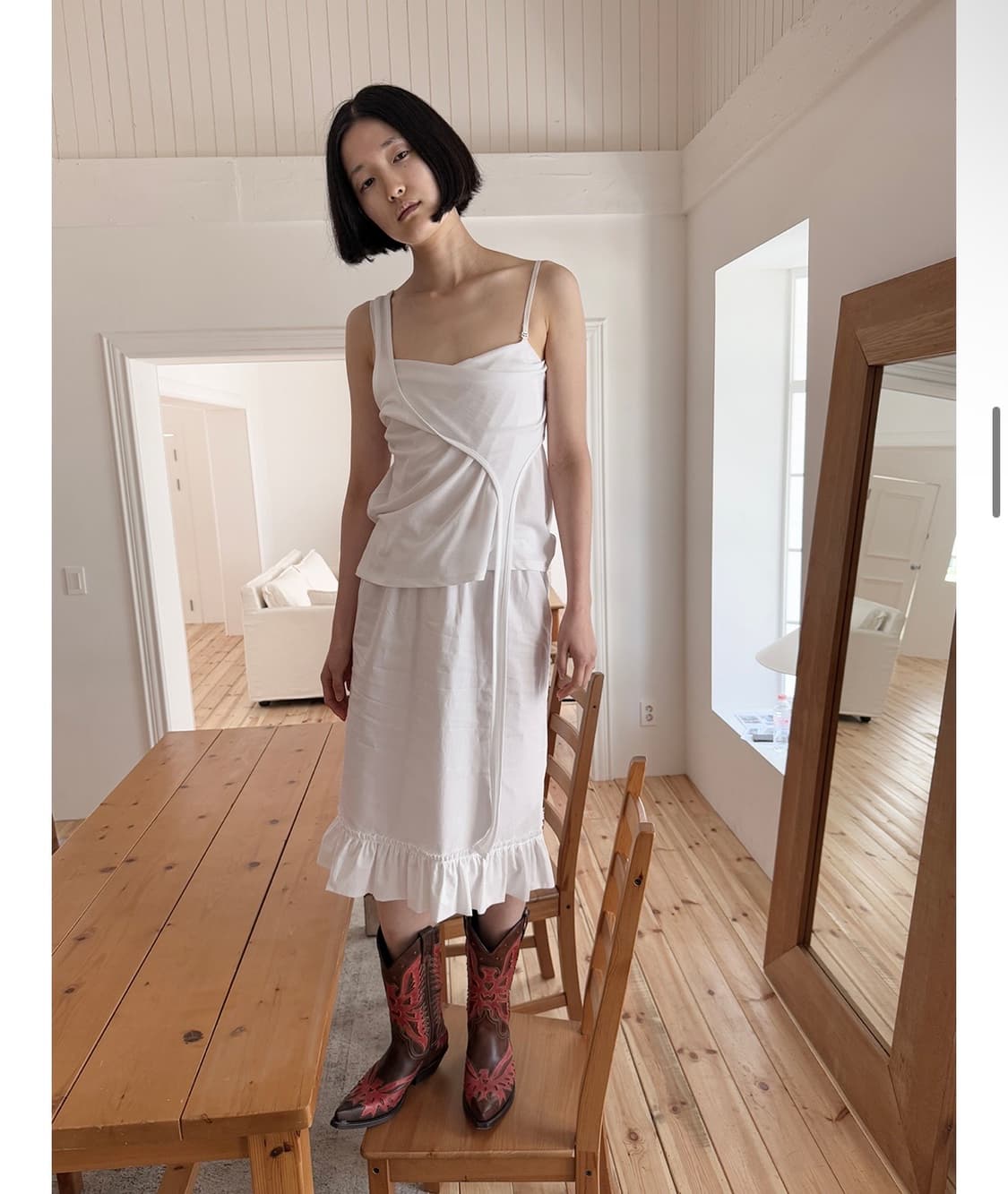 낫띵에브리띵 FRILL DETAIL COTTON MIDI SKIRT 상품이미지3