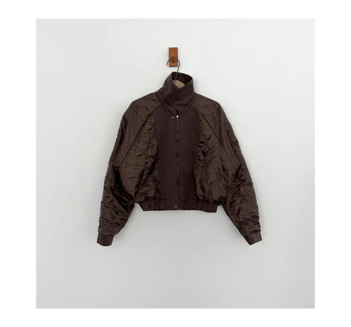 어텀 래글런 브라운 봄버 누빔점퍼 자켓 상품이미지6