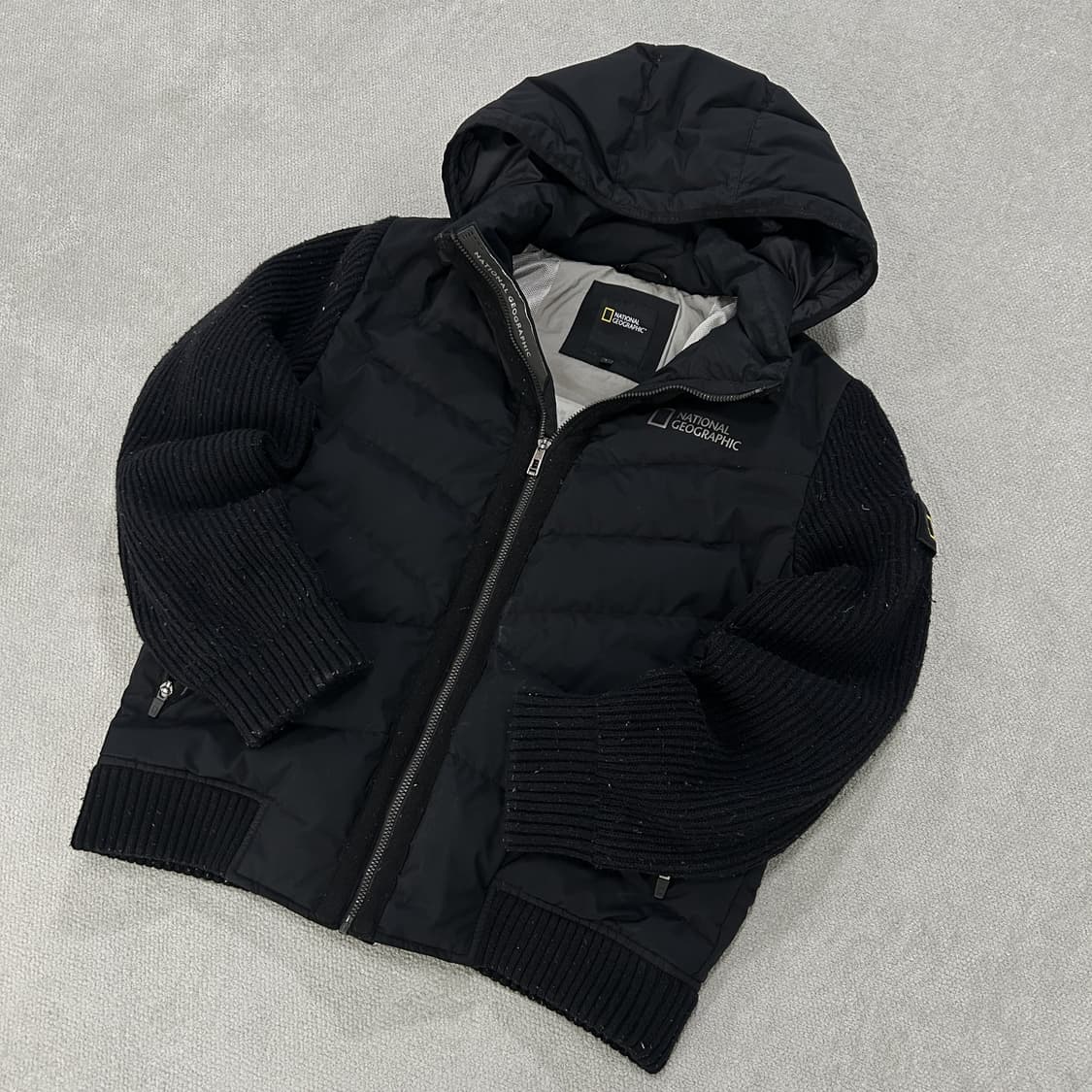내셔널지오그래픽 니트 패딩 후드 블랙 L 상품이미지1