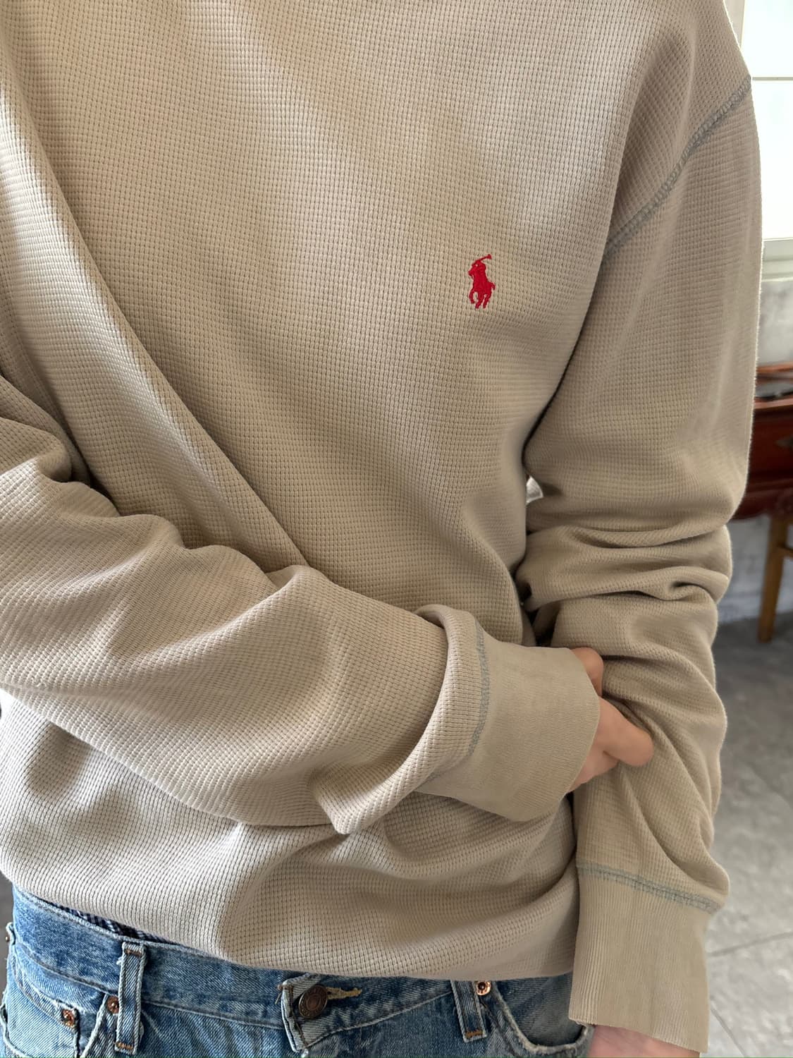 폴로 와플 롱슬리브 상품이미지3