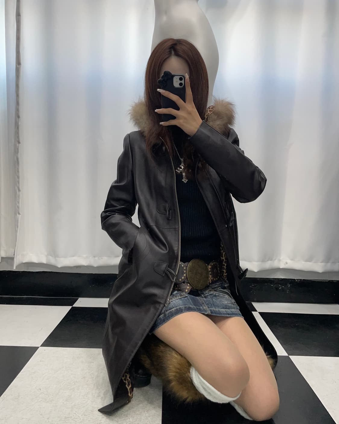 🎸브라운 퍼 레더 롱 코트🎸 상품이미지3