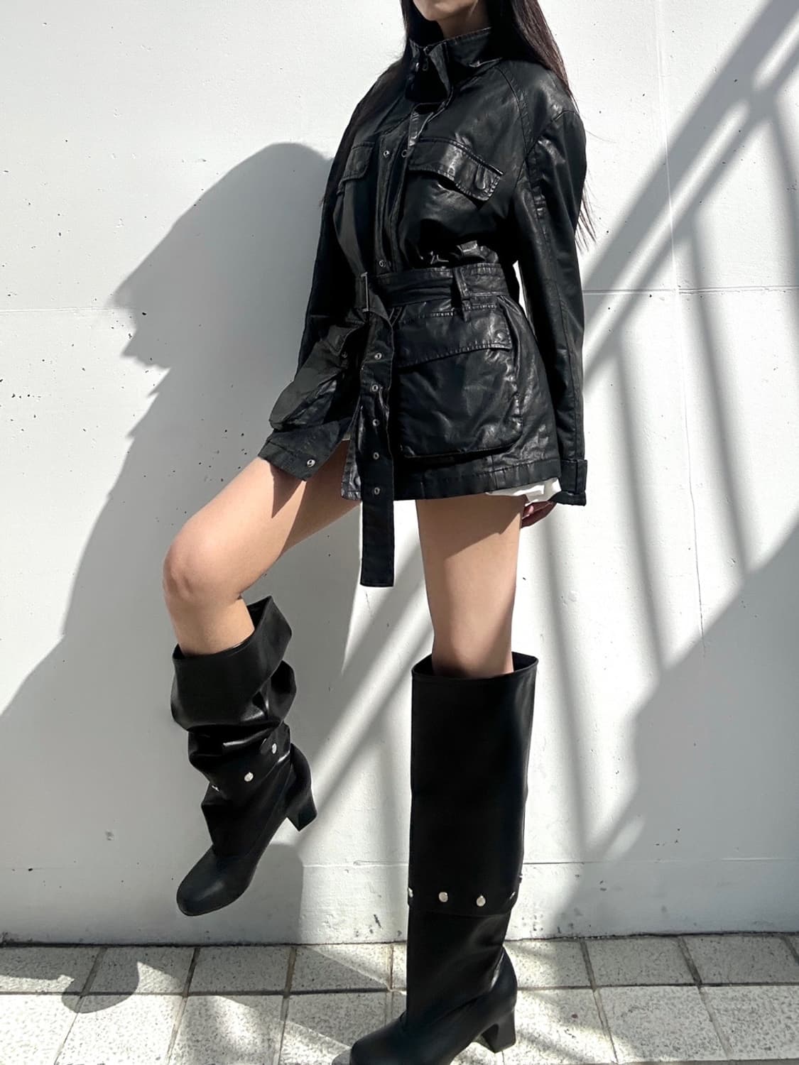 Multi-way stud boots / black &melt brown 상품이미지5