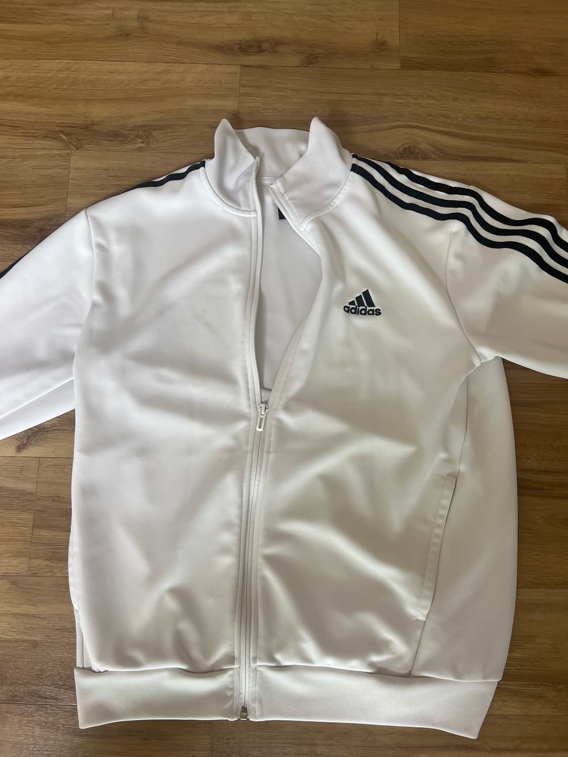 아디다스 3S 레귤러 핏 더블 니트 트랙 자켓 화이트 M 상품이미지1