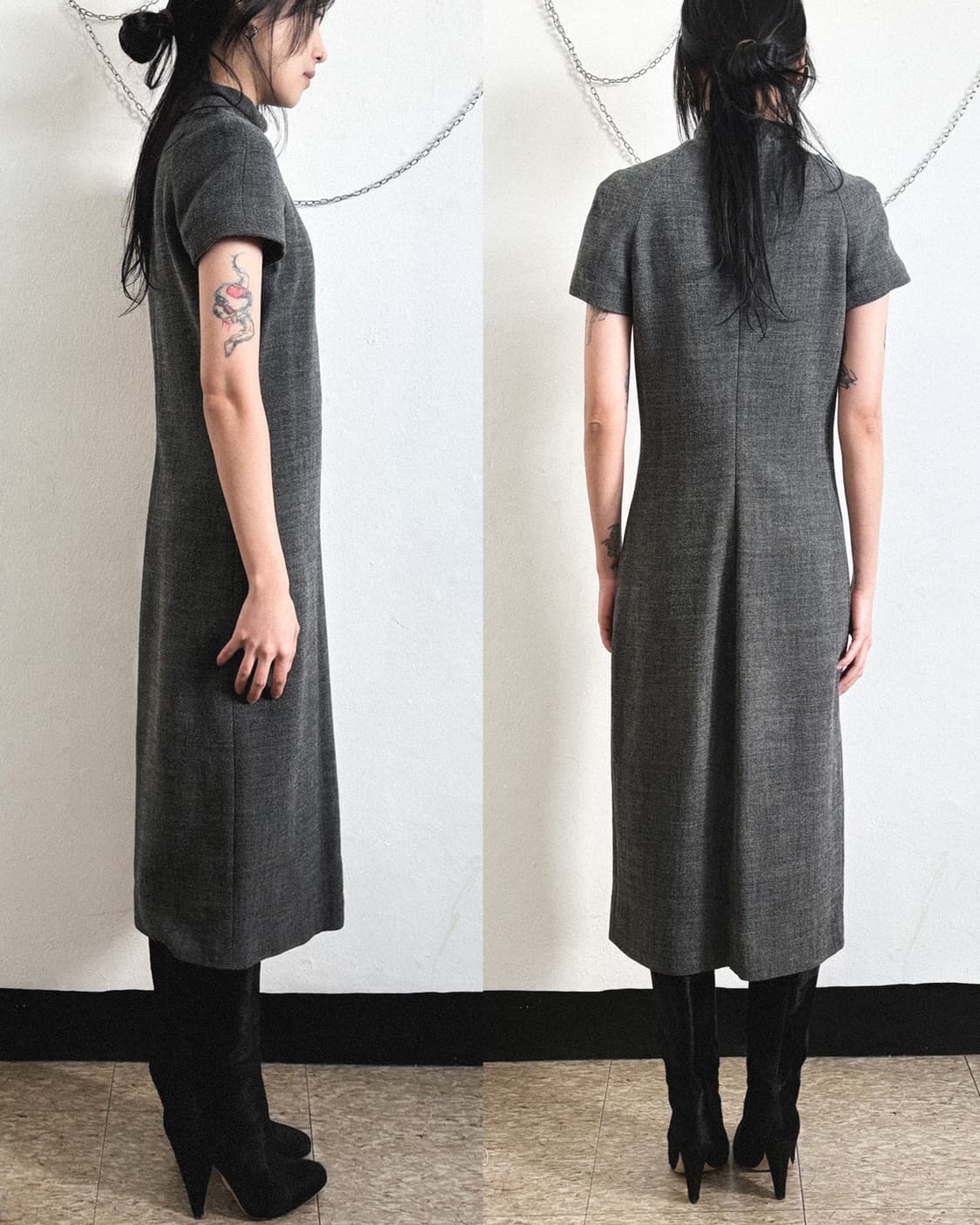 80s 엠포리오 아르마니 쿨그레이 울 원피스 상품이미지3