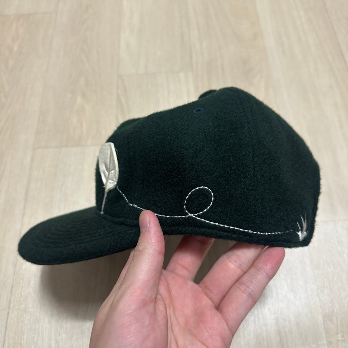 Free 우드먼 가죽스트랩 울 볼캡 그린 상품이미지3