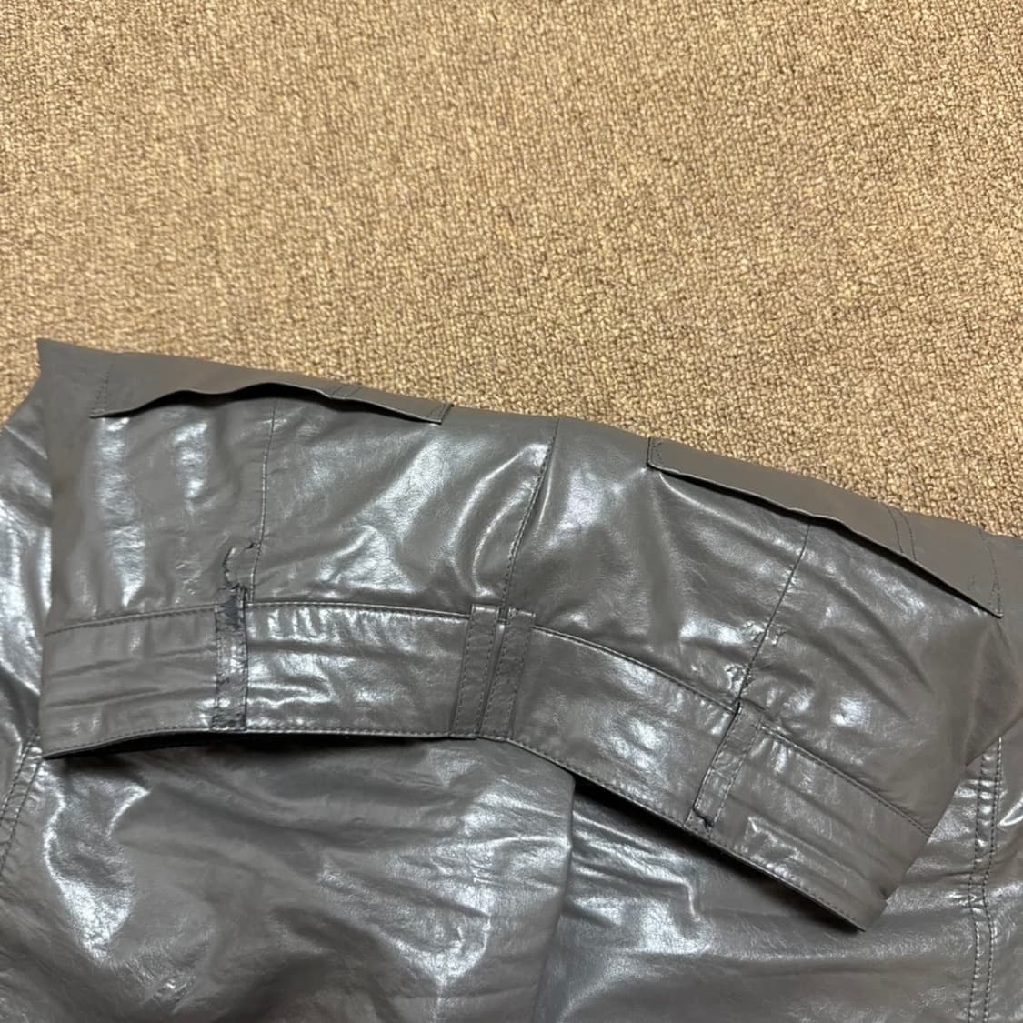 트리밍버드 커브드 레더팬츠 와이드팬츠 상품이미지3