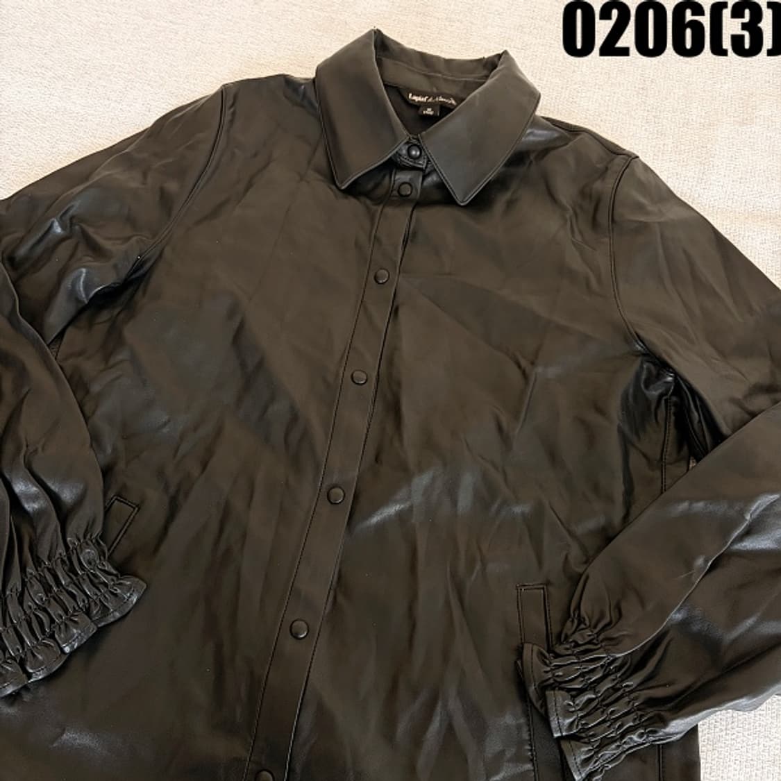 66 라삐아프 비건 블랙 셔링 소매 레더 셔츠 자켓 0206(3) 상품이미지2