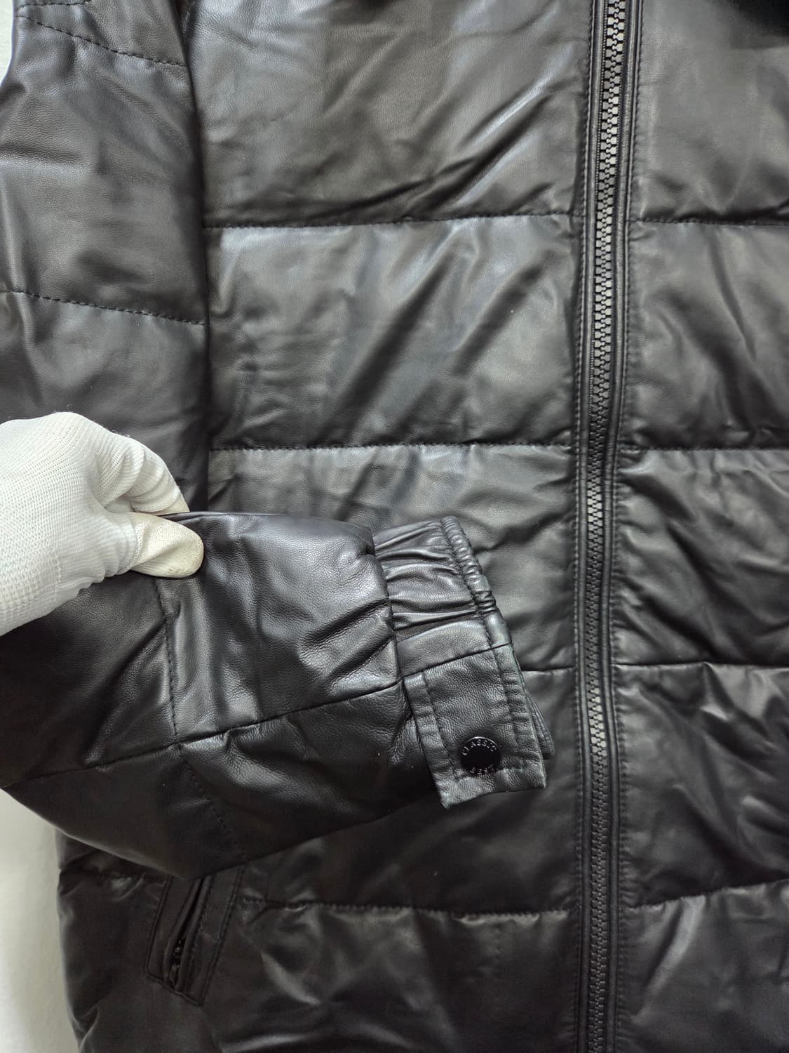 블랙 가죽 덕다운 패딩 점퍼 후드 탈부착 상품이미지3