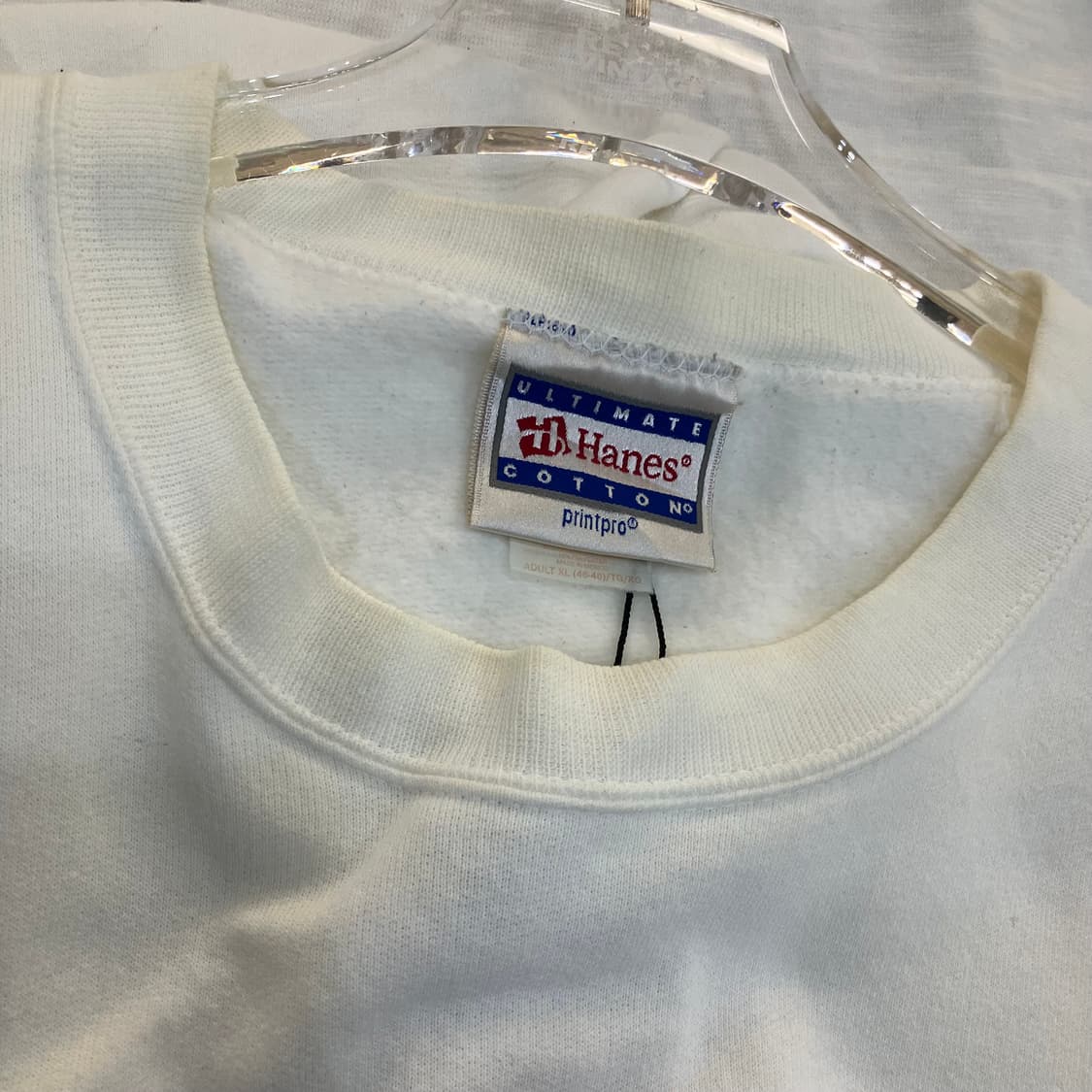 헤인즈 바이커 로고 화이트 스웨트셔츠 XL 상품이미지6