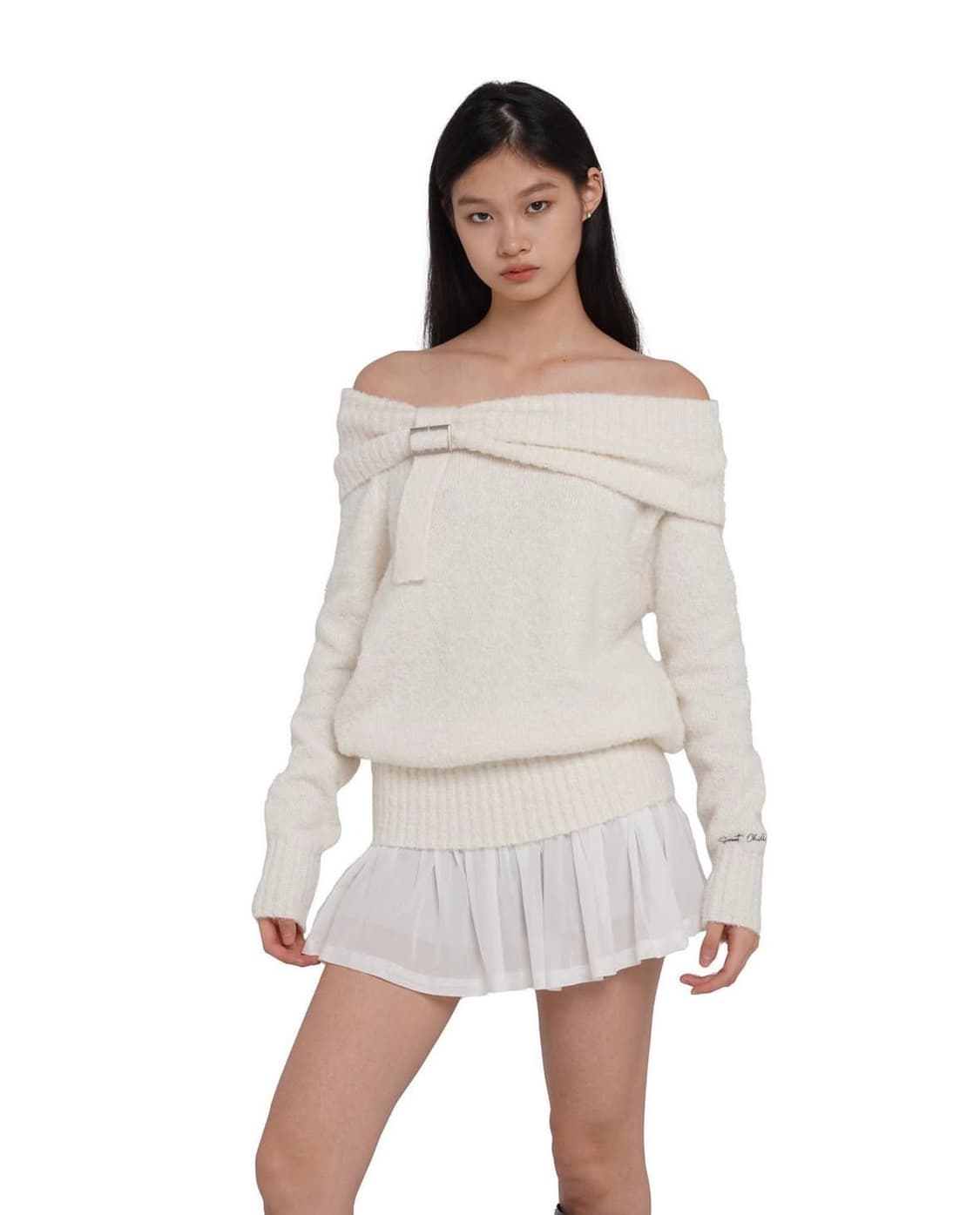 스위트칠링) 오프숄더 미니 스웨터 원피스 드레스 상품이미지2
