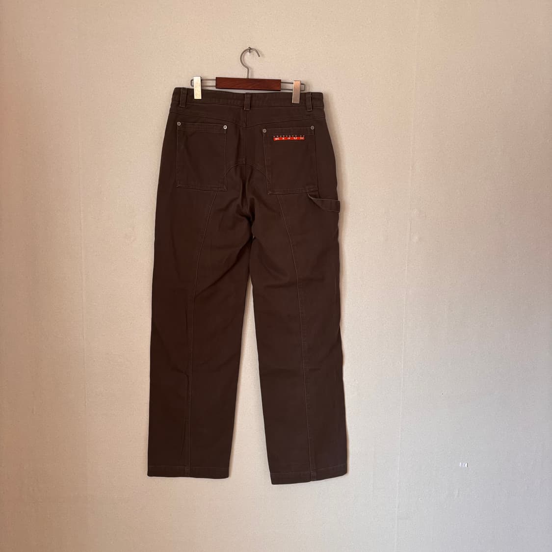 Kijun 기준 워크 팬츠 카펜터진 M 32 브라운 워싱 우디 청바지 상품이미지2