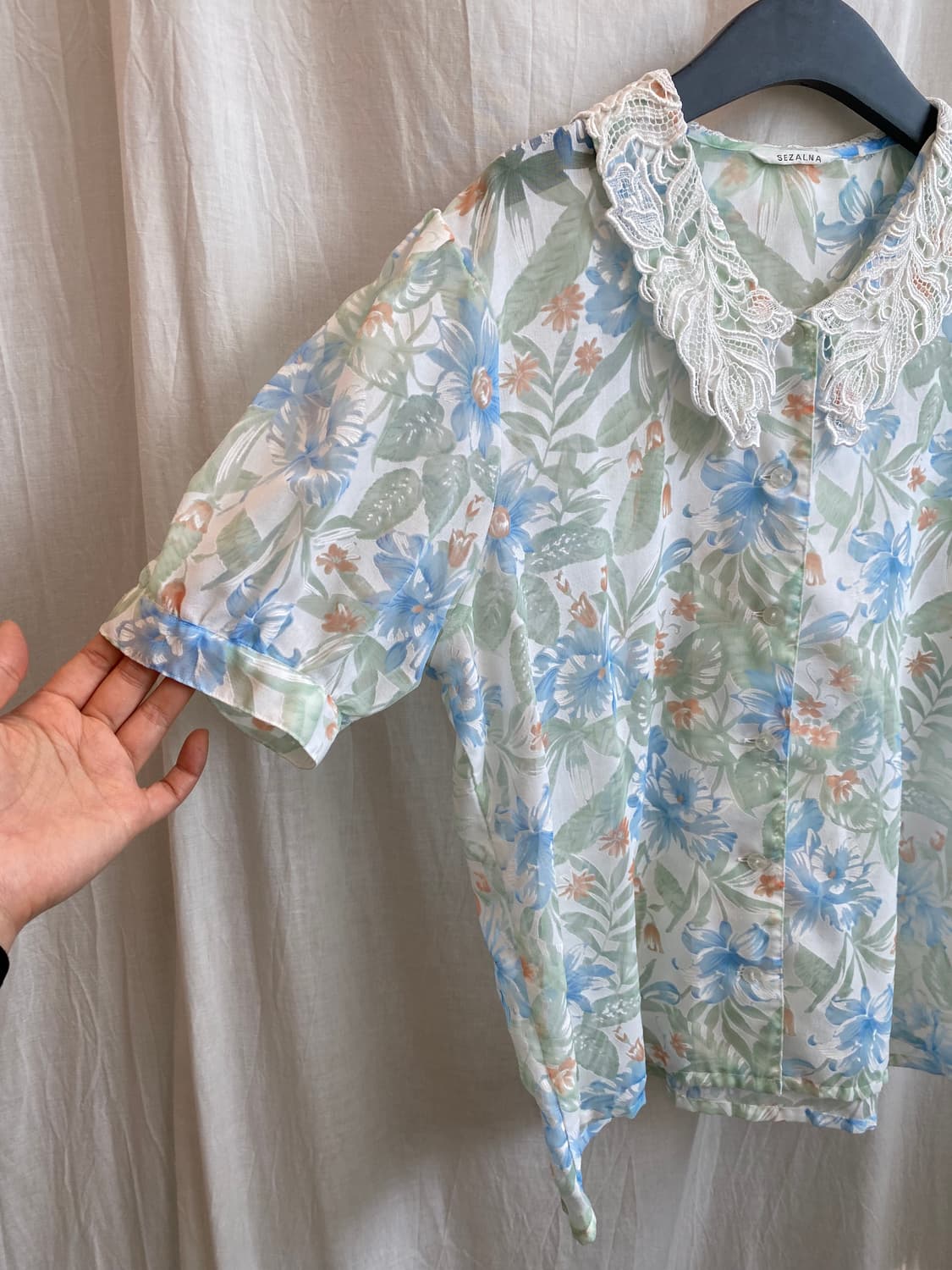 SEZALNA 플라워 반팔블라우스(L-XL) 상품이미지9