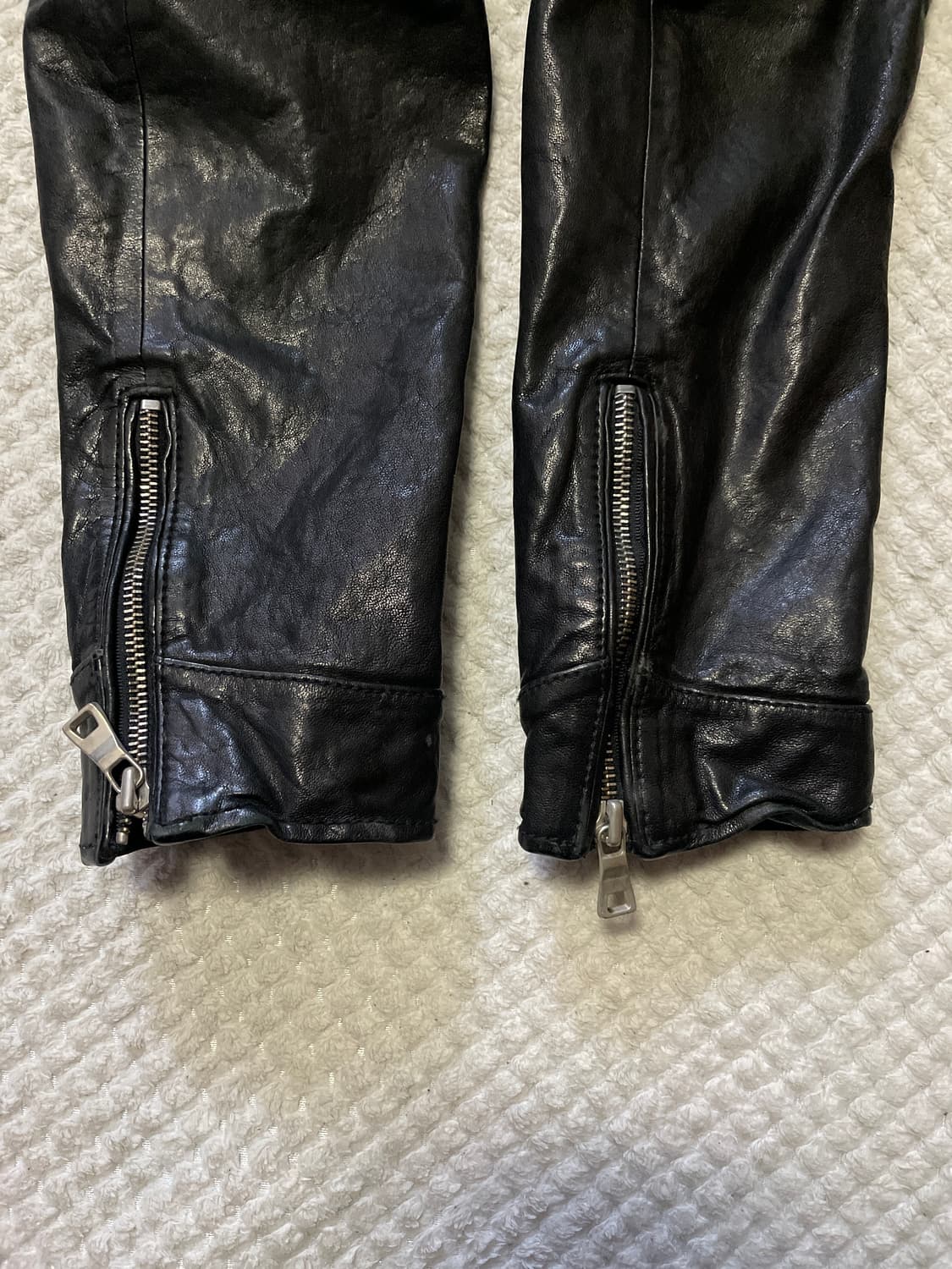 [48] 이테리 웨스턴 무드 램스킨 양가죽 절개 레더 자켓 상품이미지7