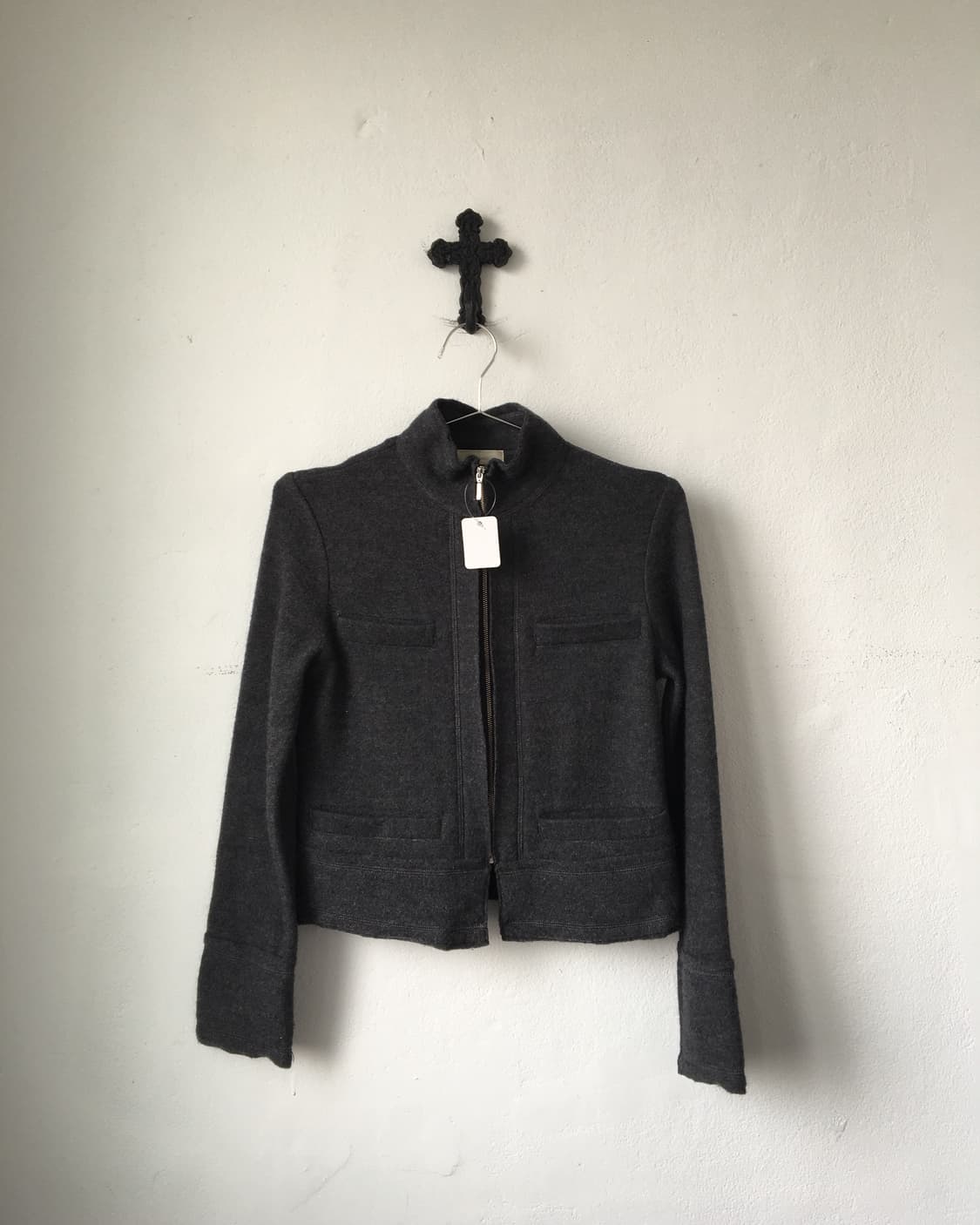 Woolen knit high neck zip up 상품이미지2