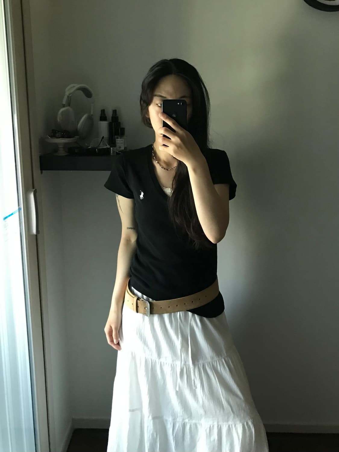 폴로 랄프로렌 포니 로고 블랙 브이넥 반팔티 상품이미지1