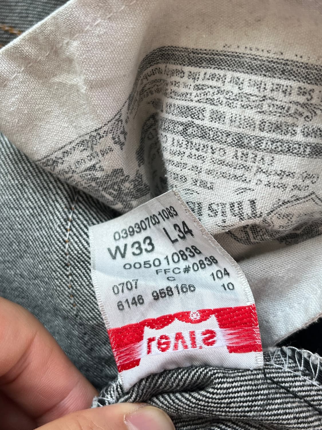 Levis 501 블랙 데님 팬츠 W34 상품이미지9