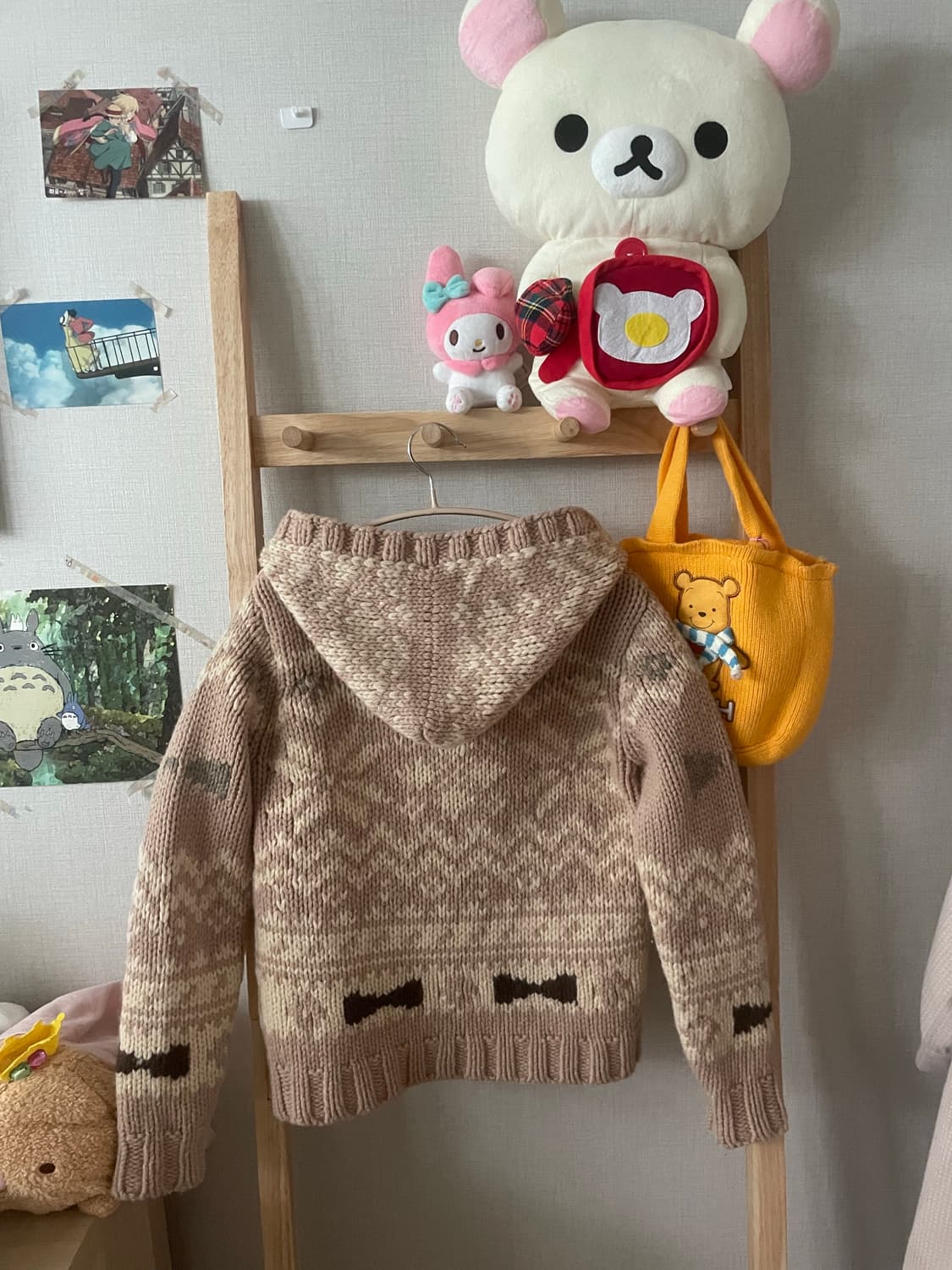 모리걸 리본 뜨개 베이지 니트 가디건🤎🎀 상품이미지3