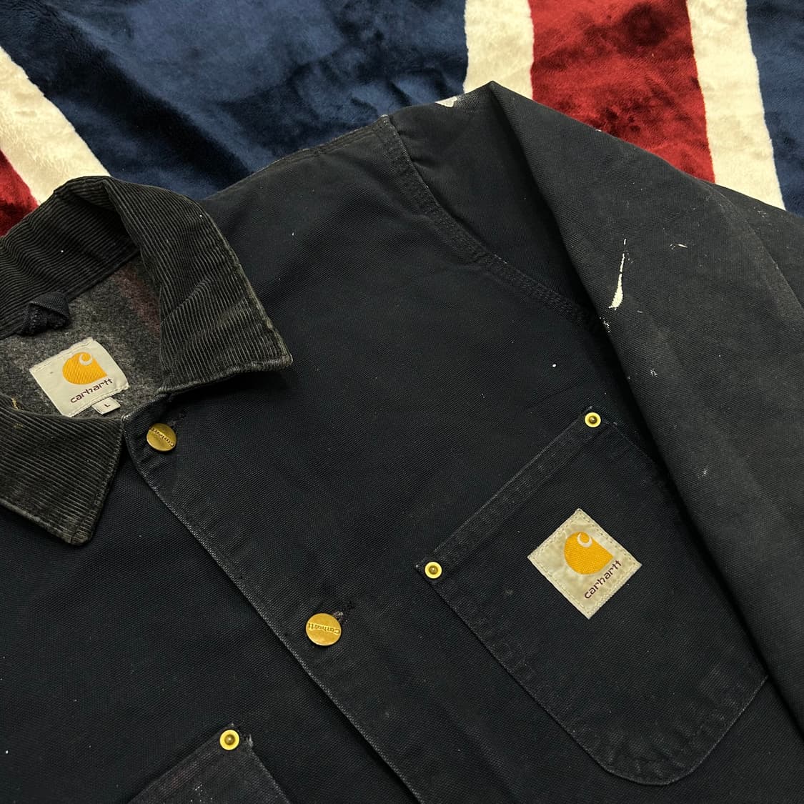 [L]칼하트 빈티지 초어 코트 자켓/짙은네이비/페인트 상품이미지1