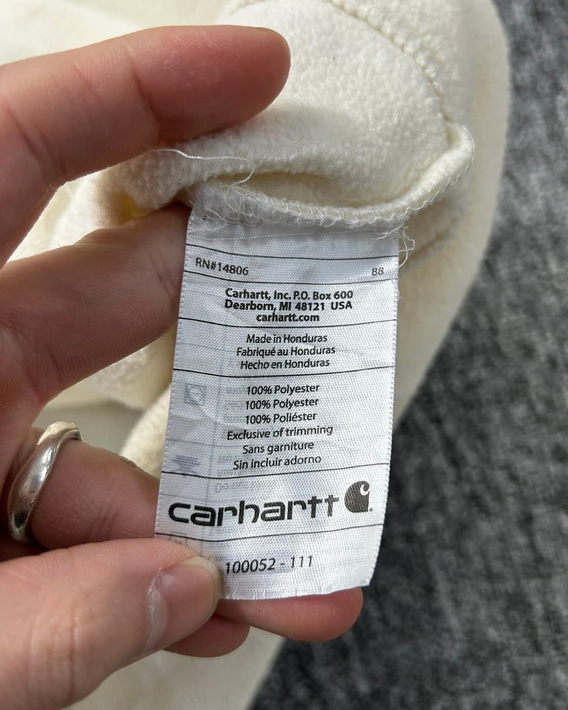 칼하트 아이보리 후드 플리스 집업  상품이미지7