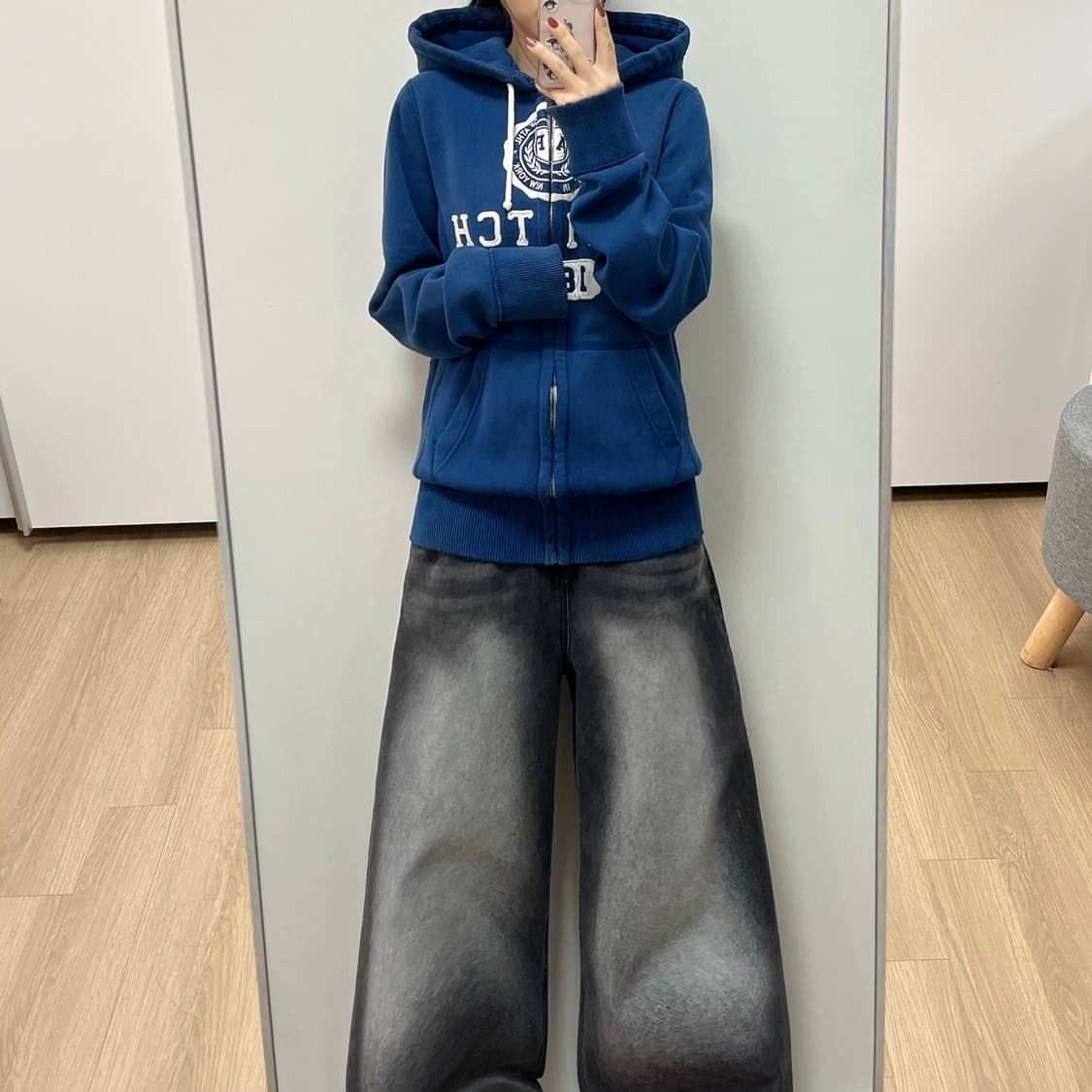 아베크롬비 자수로고 딥블루 후드집업 상품이미지1