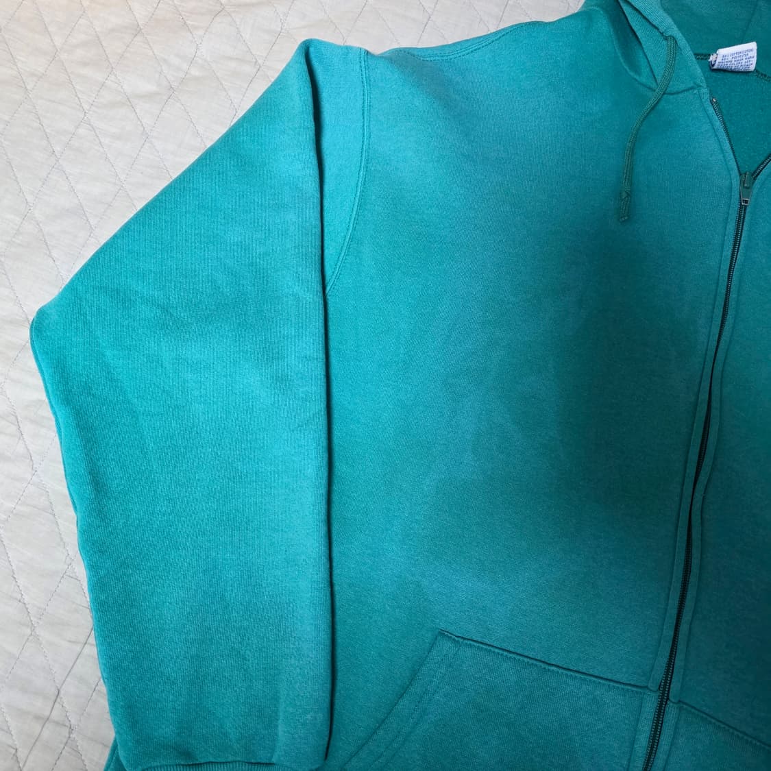 [XLT] 90s 빈티지 러셀 애슬레틱 후드 틸그린 하드워시드 페이드 상품이미지3