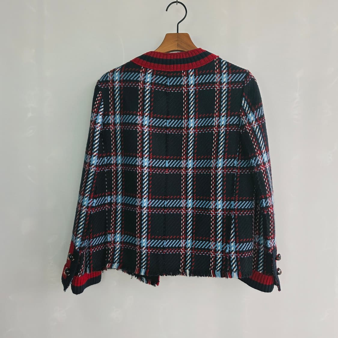 [VOICE OF VOICES] 보브 오픈자켓 체크 트위드 리본 자켓 상품이미지2