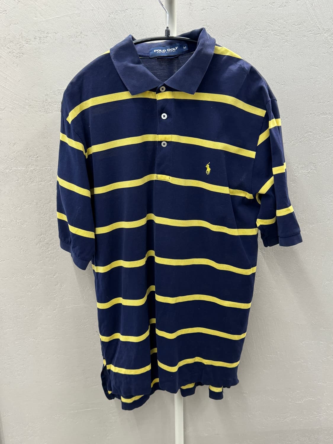 폴로 골프 네이비 옐로우 스트라이프 반팔티 M 상품이미지2
