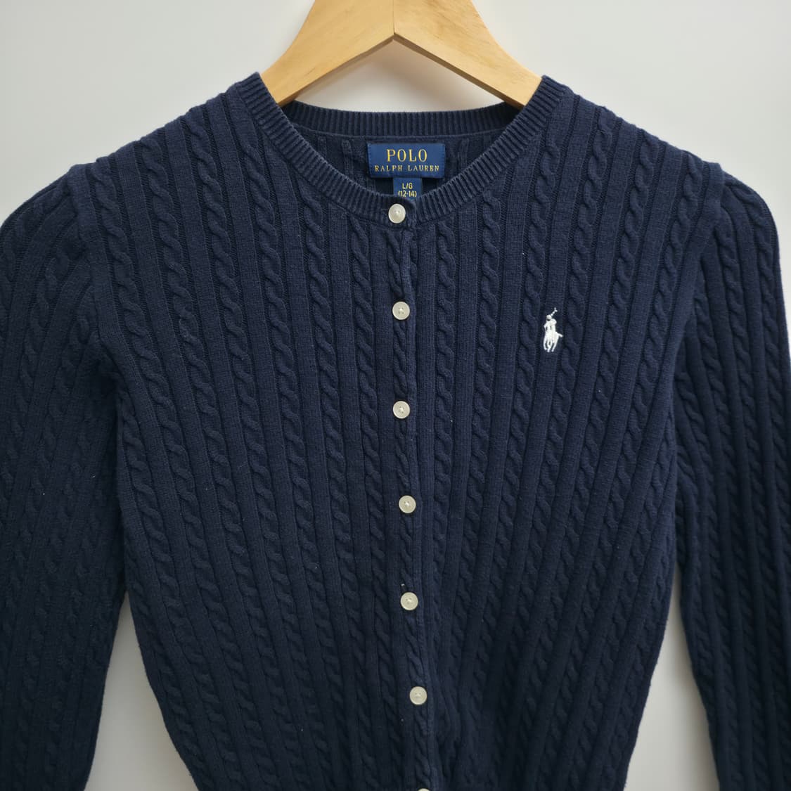 [XS] 폴로 랄프로렌 걸즈 네이비 케이블 가디건 신형 큐알택 상품이미지2