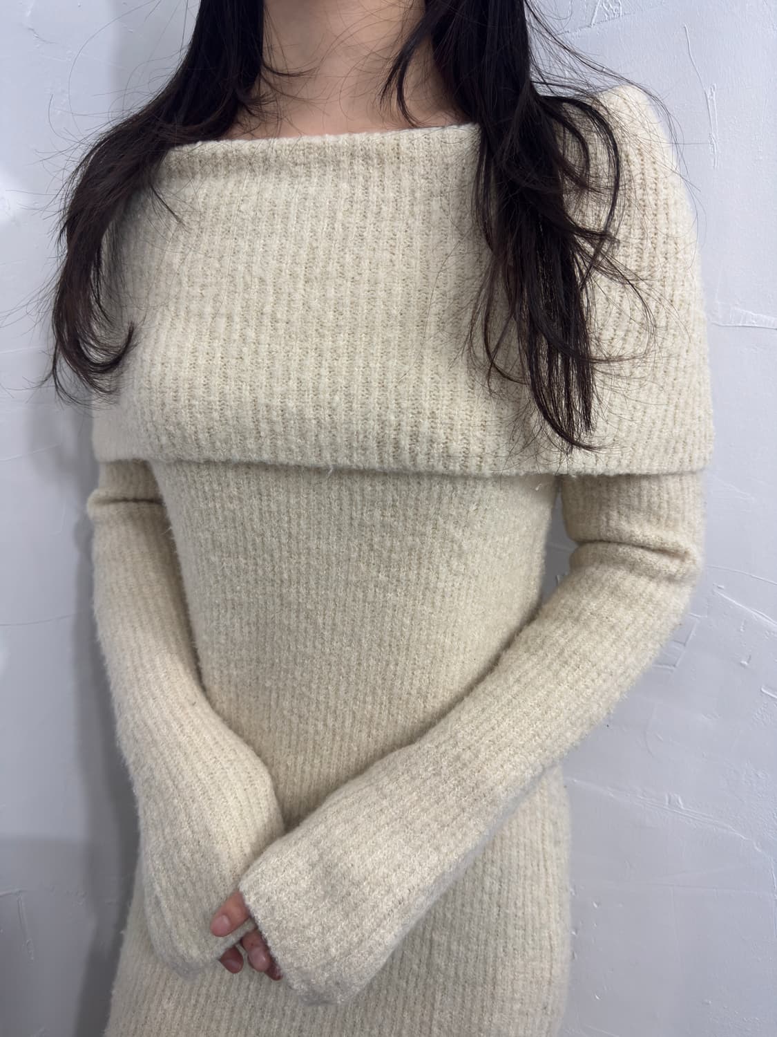 offshoulder knit onepiece 상품이미지4