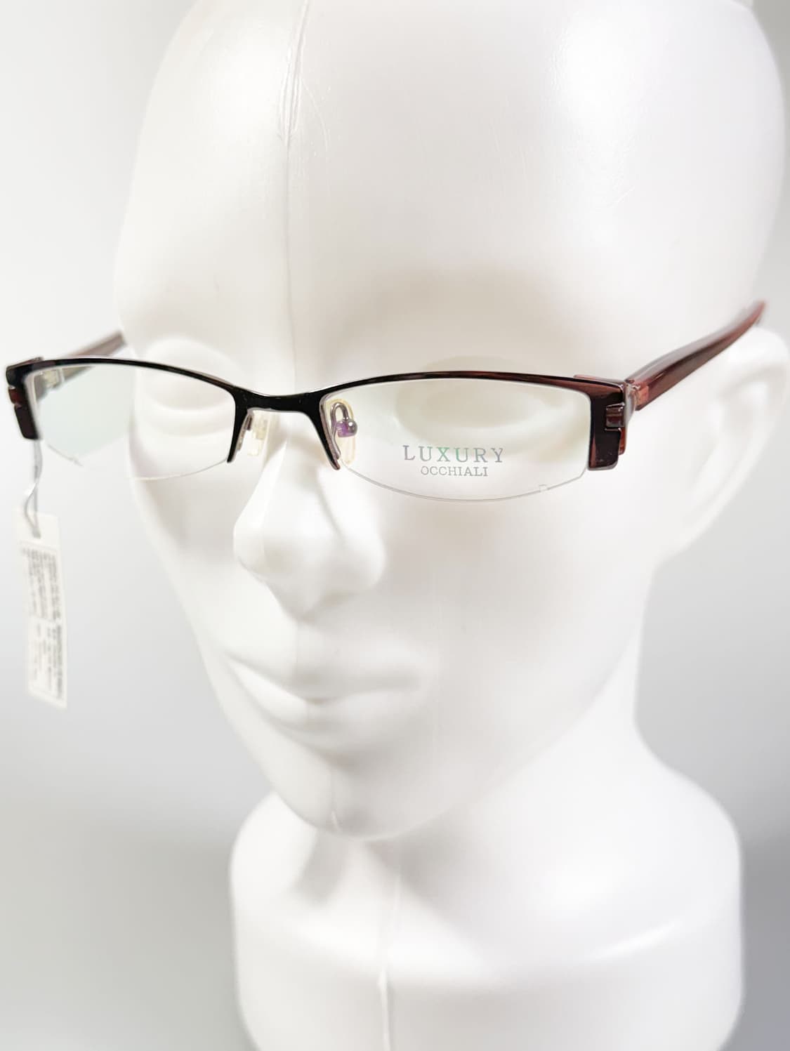 LUXURY Occhiali 반무테 스퀘어 버건디 메탈 빈티지 안경 상품이미지8