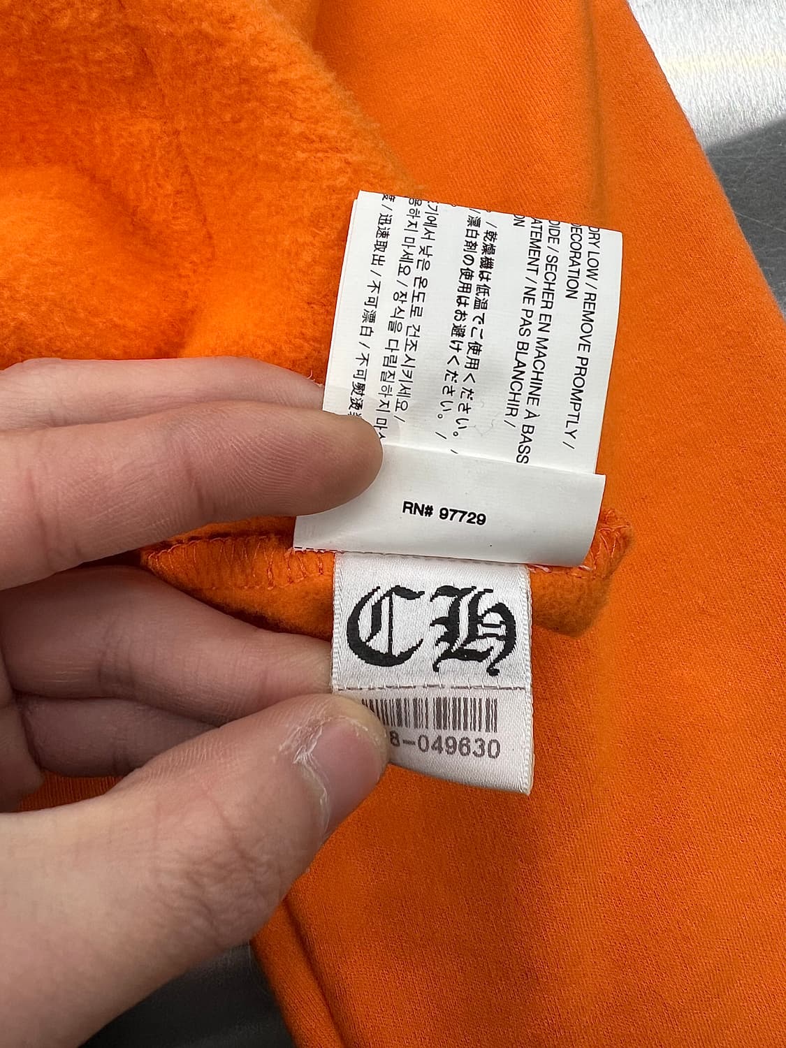 크롬하츠 x 오프화이트 18fw 네온 오렌지 후디 상품이미지10