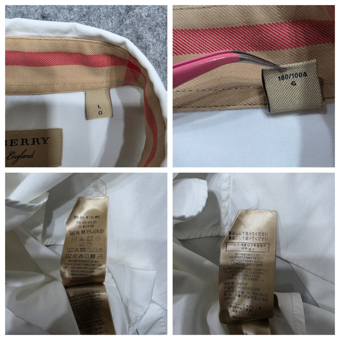 버버리 캠브릿지 셔츠 L 화이트 상품이미지9