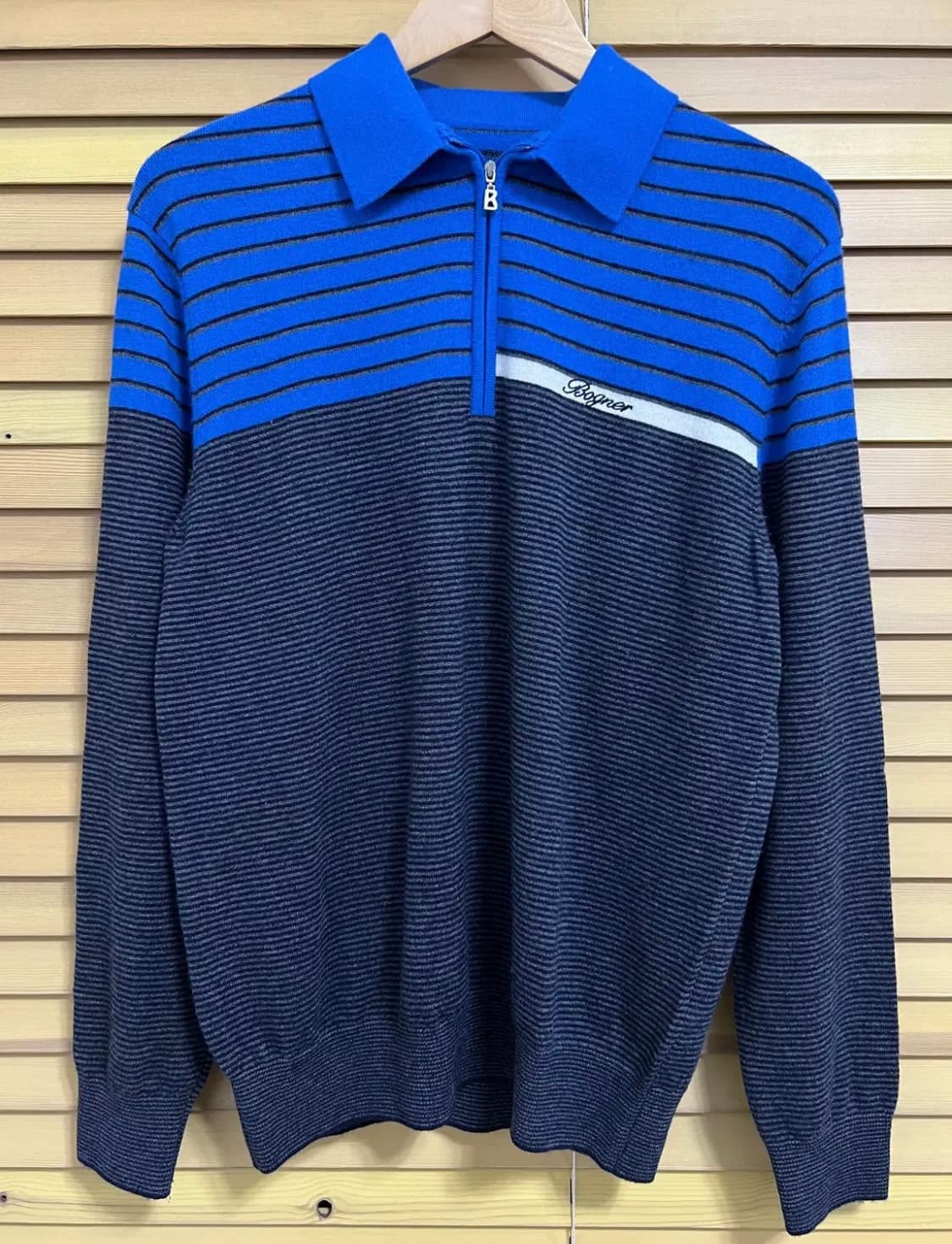 보그너 남성 스트라이프 반집업울니트 상품이미지2