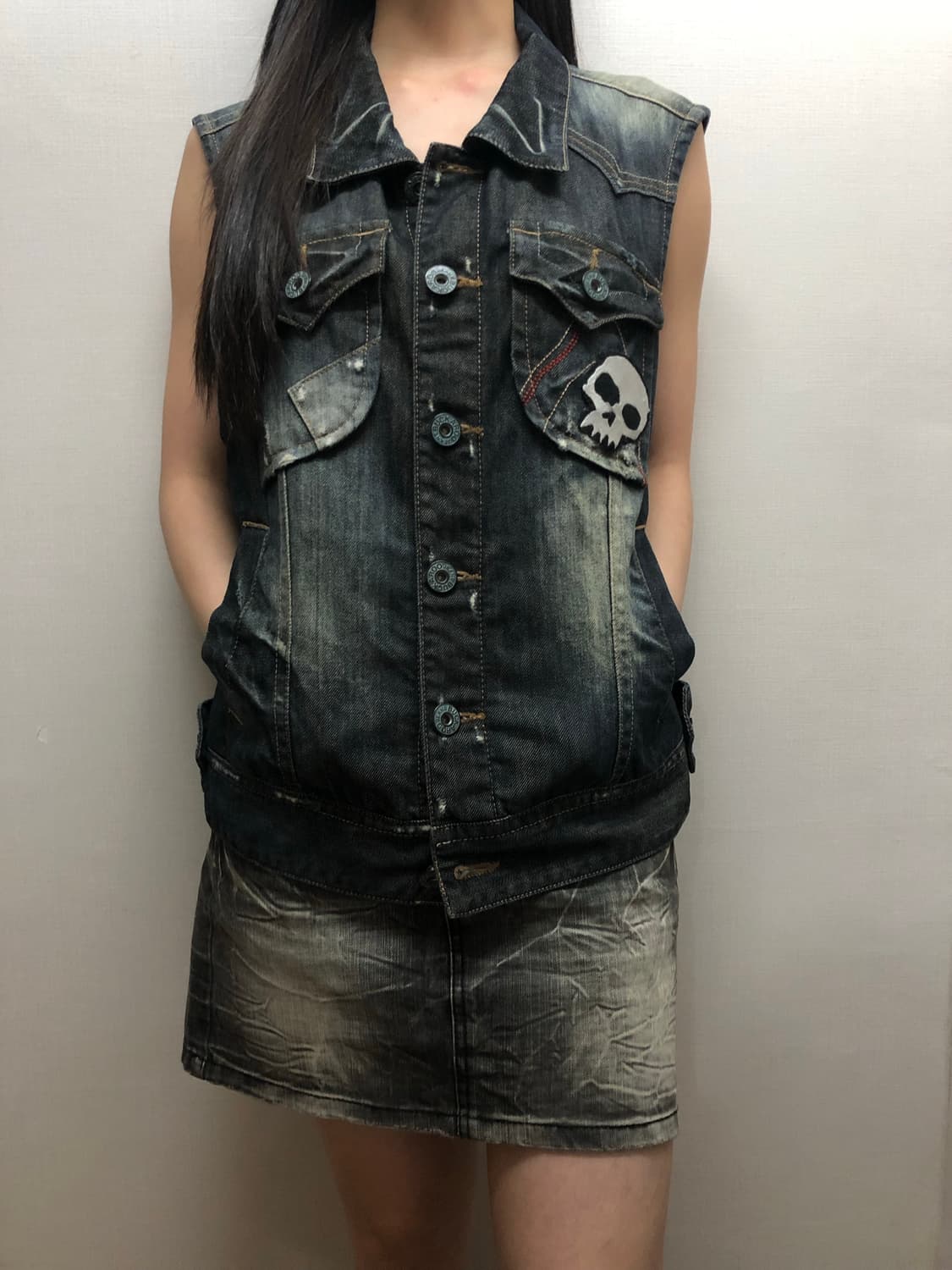 빈티지 버커루 데님 펑크 베스트 상품이미지6