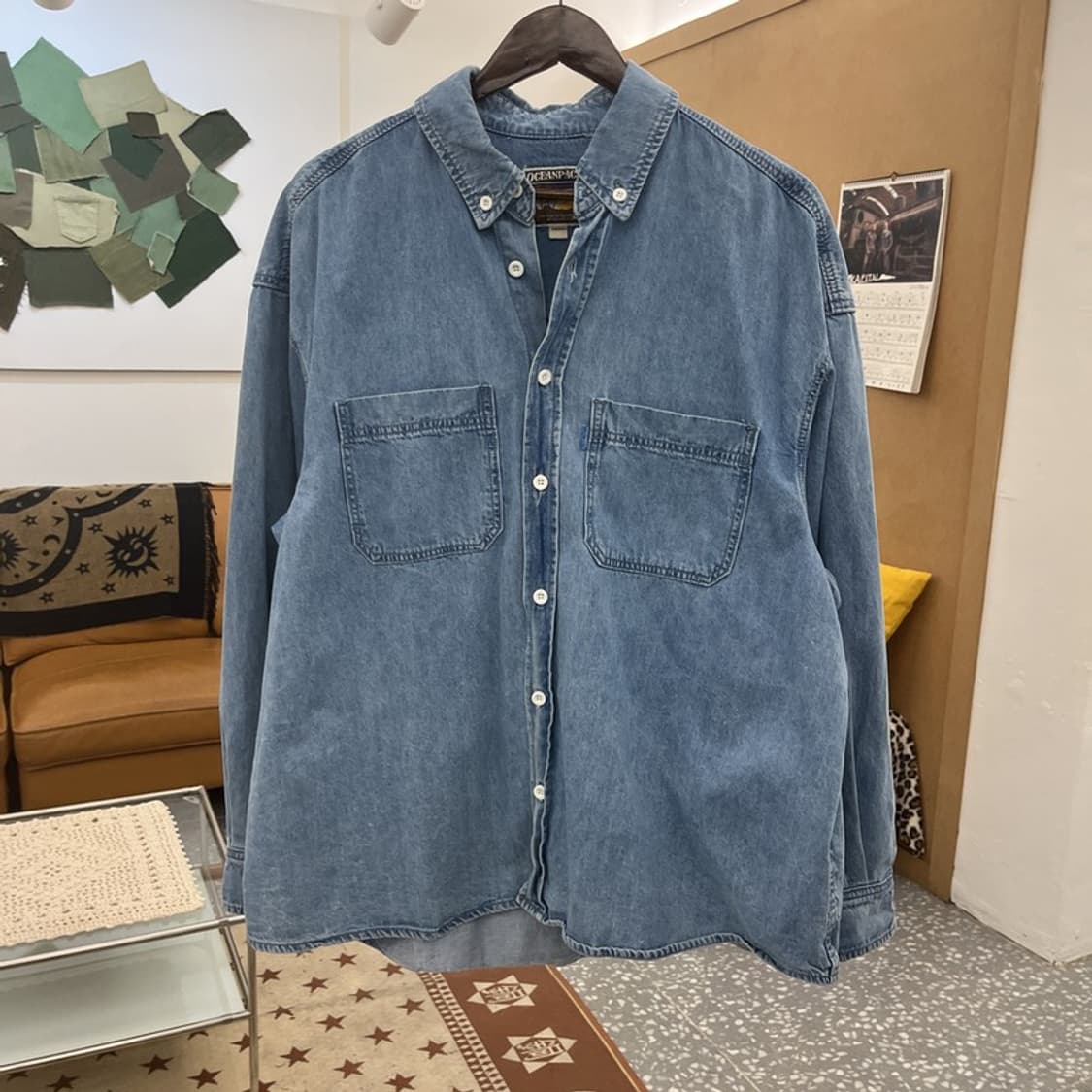 오션 퍼시픽 빈티지 컨트리 레트로 버튼 데님 셔츠 M C10385 상품이미지3
