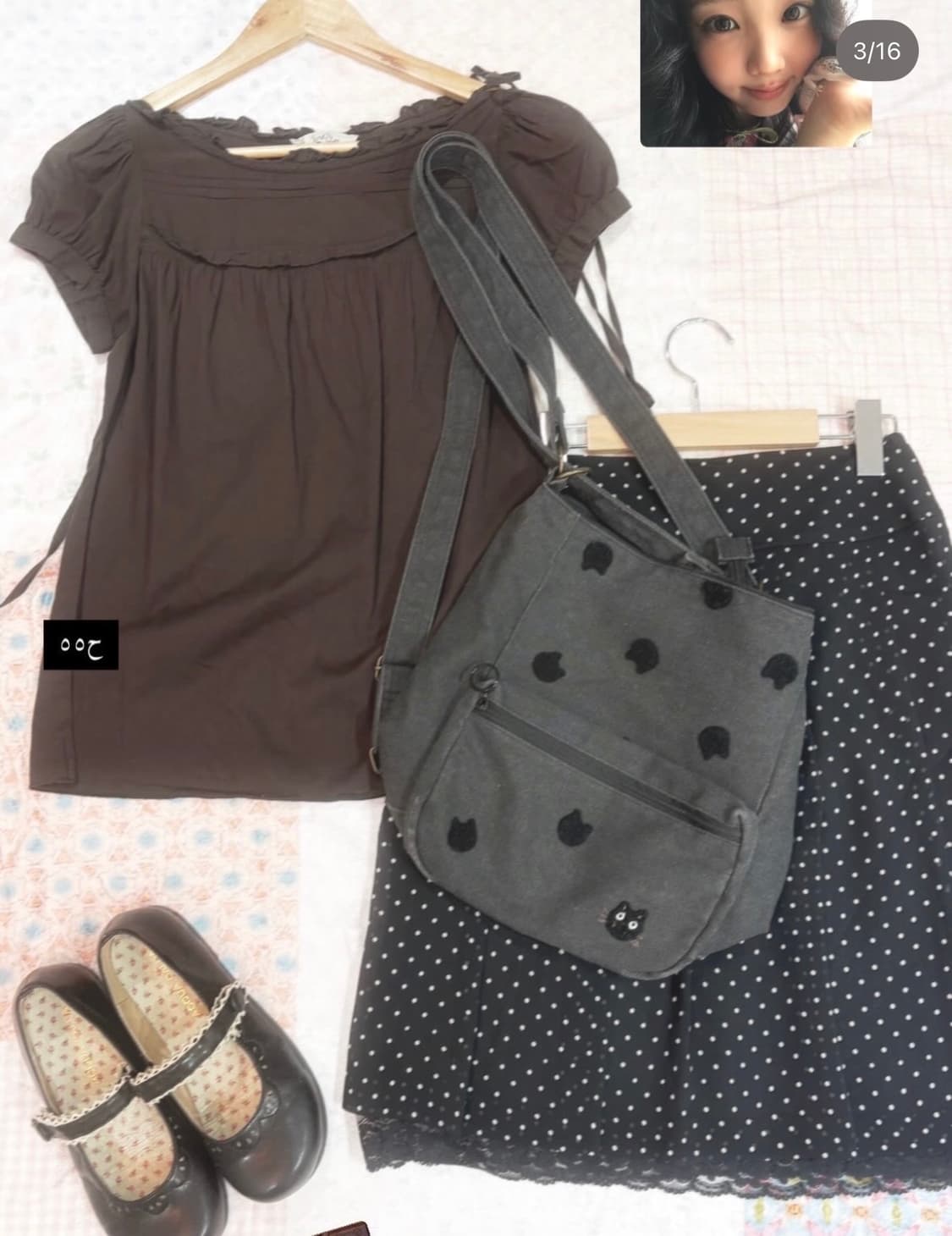 (무배) 카메 빈티지 브라운 리본 블라우스 카라하나 모리노가토 카모메산장 상품이미지1