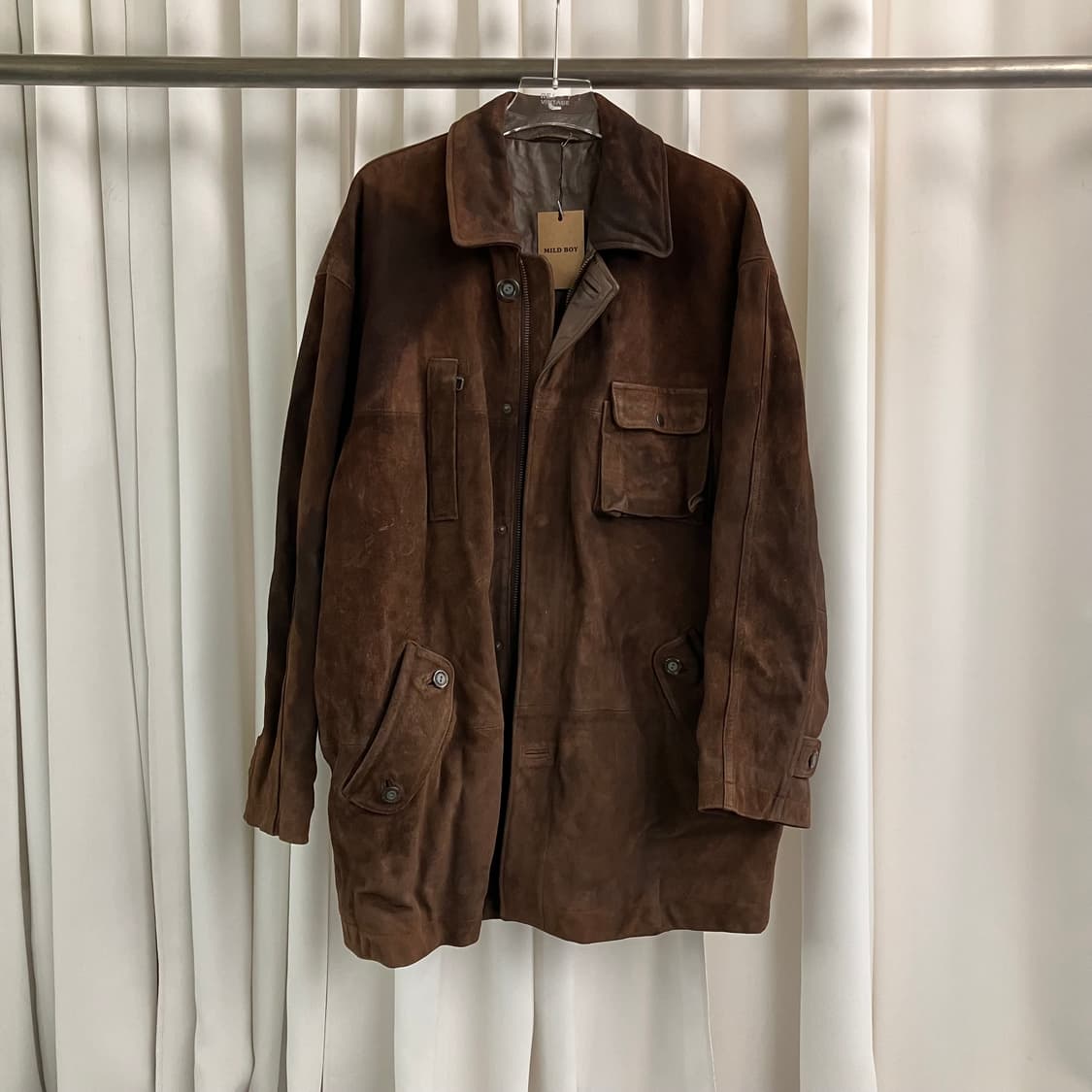 NAB 브라운 소가죽 스웨이드 하프 코트 L 상품이미지1