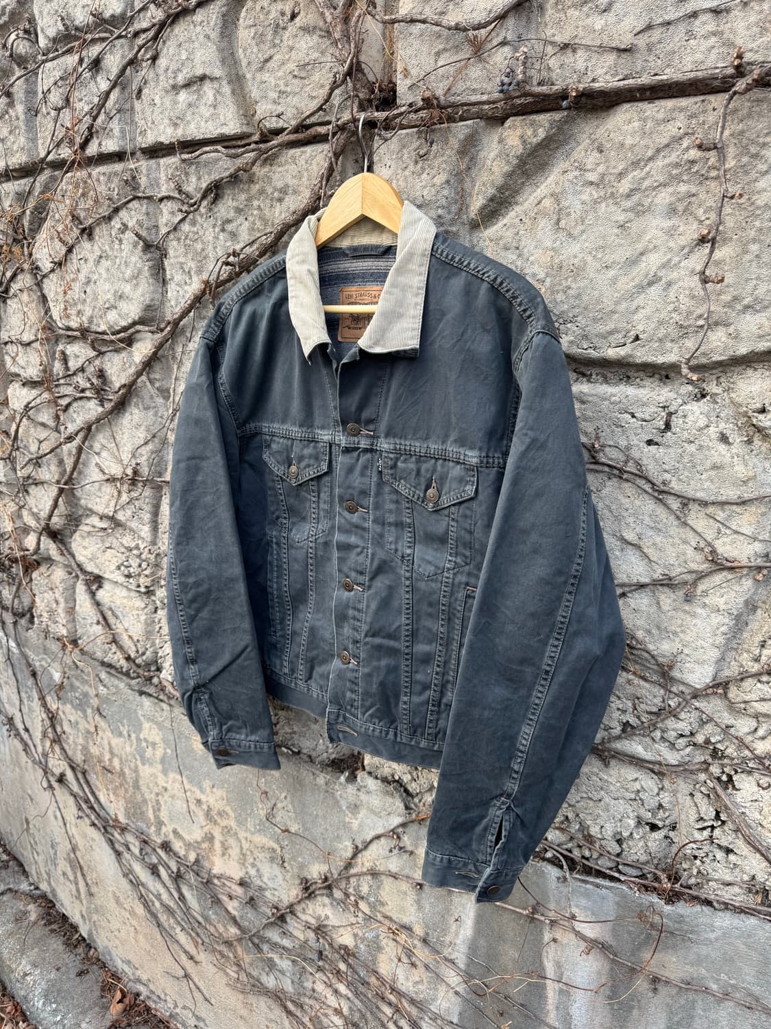 90s 리바이스 빈티지 블랙탭 블랑켓 안감 블랙 코튼 트러커 자켓 상품이미지3