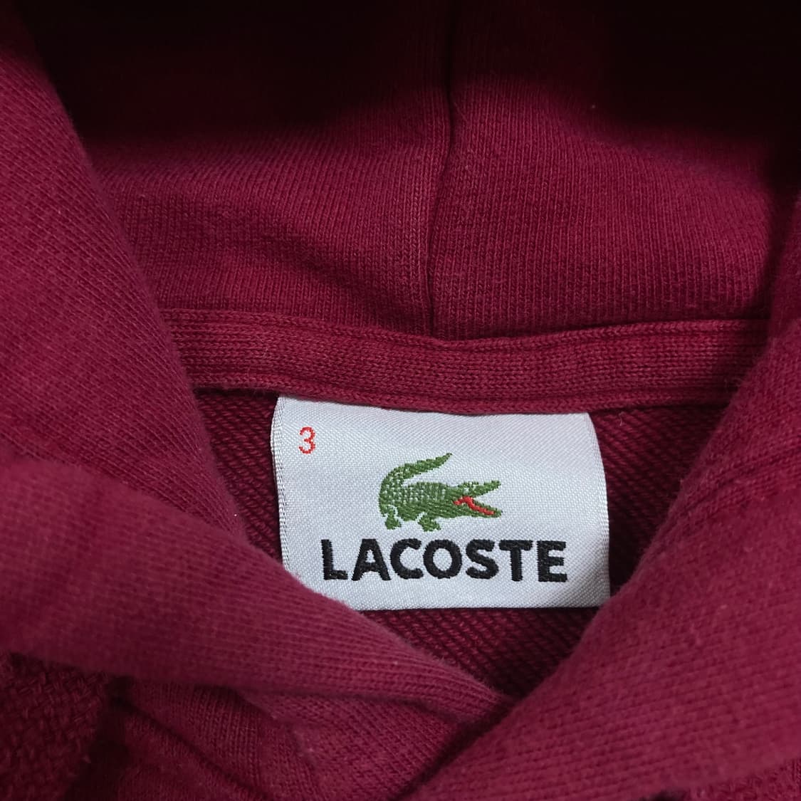 라코스테 빅로고 버건디 후드티 상품이미지3